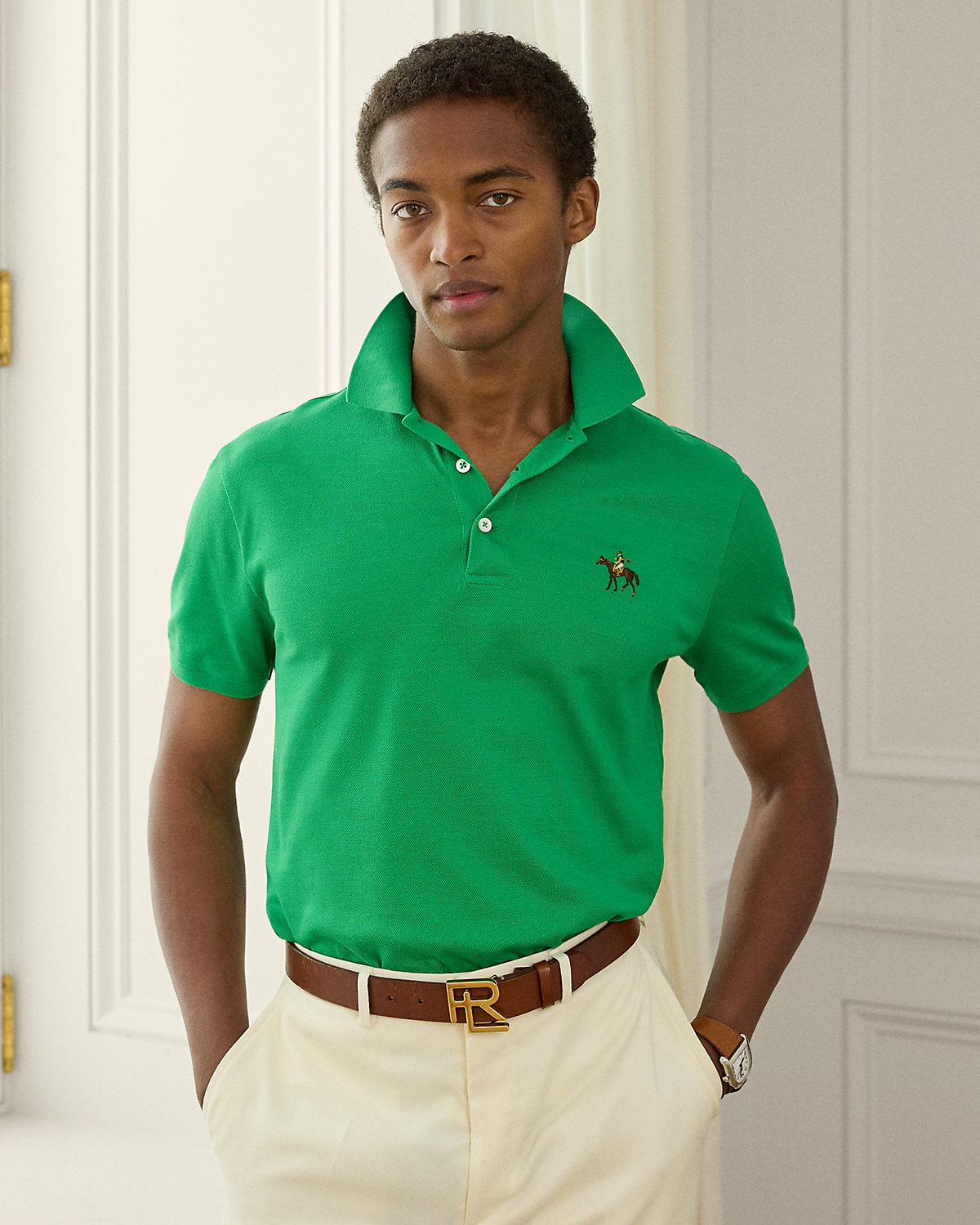 Ralph Lauren Custom Slim Fit Piqué Polo Shirt