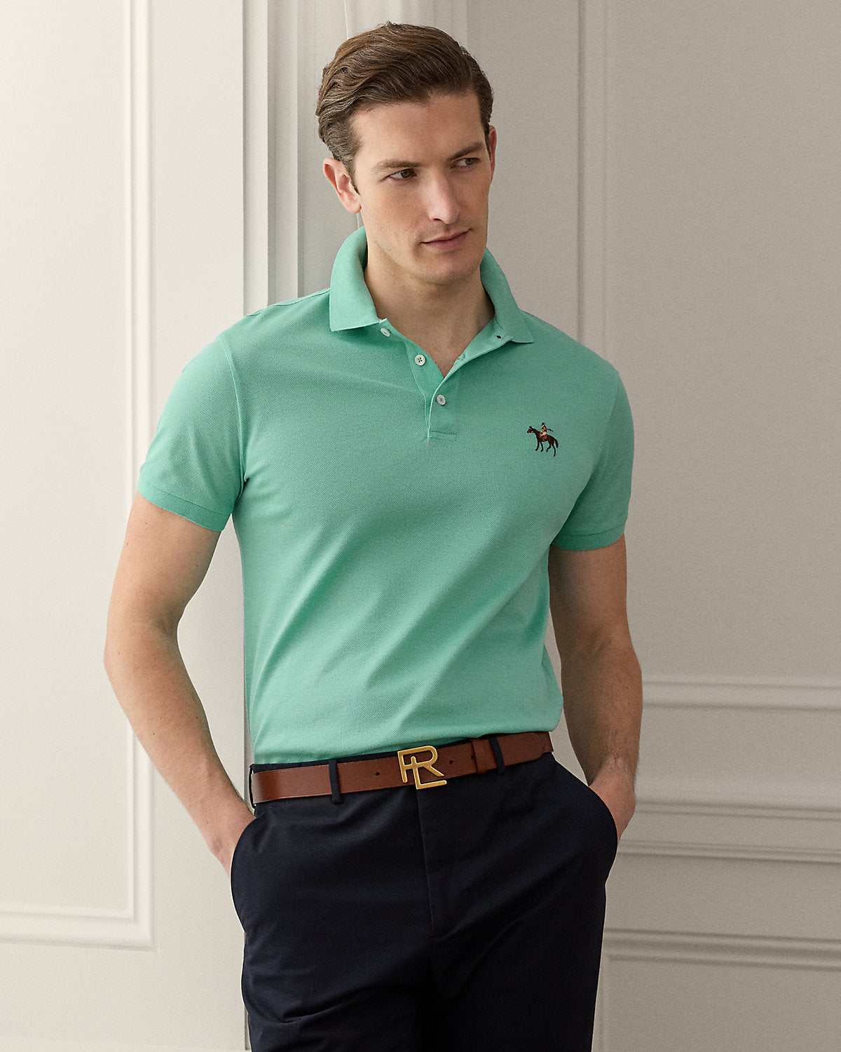 Ralph Lauren Custom Slim Fit Piqué Polo Shirt