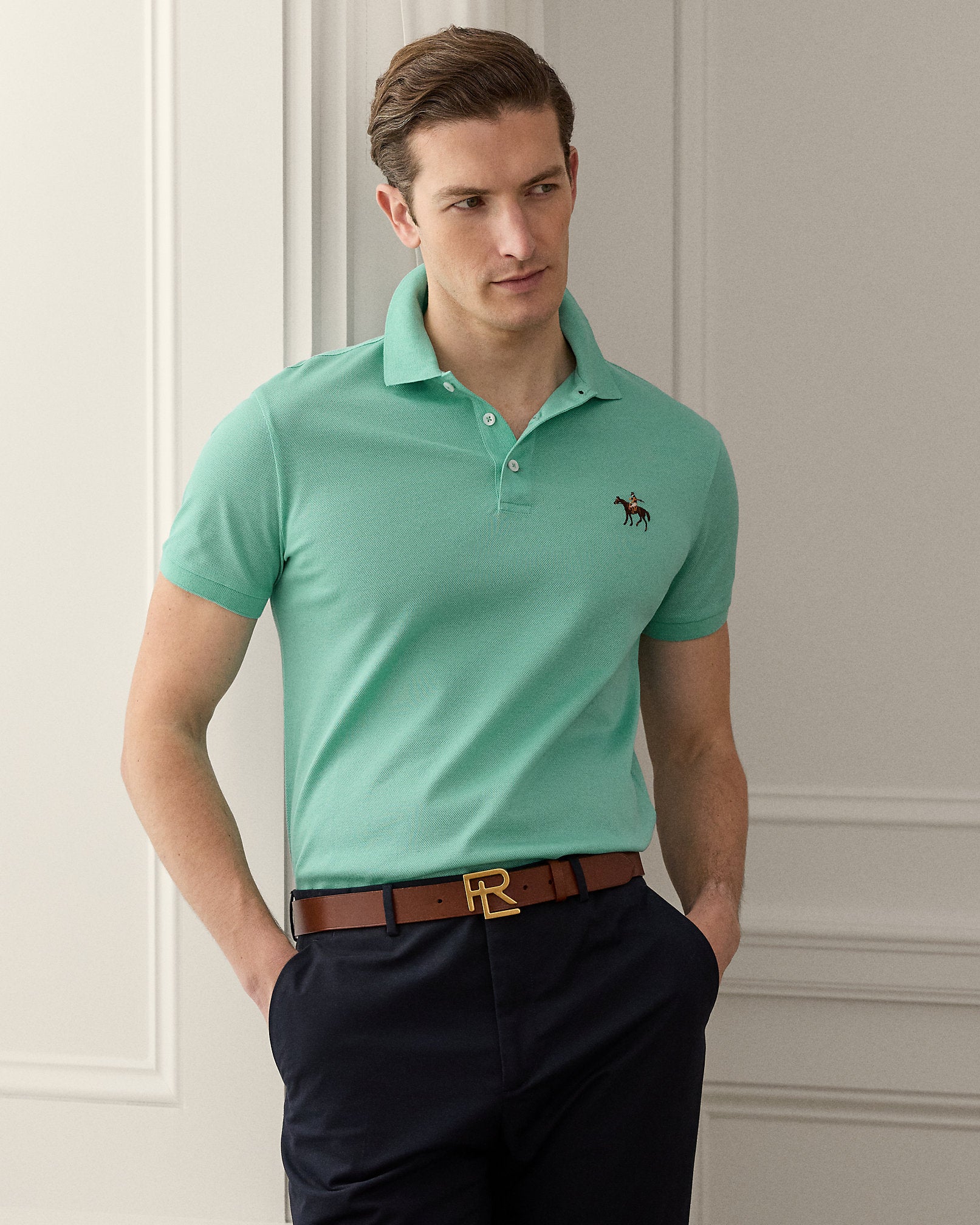 Ralph Lauren Custom Slim Fit Piqué Polo Shirt