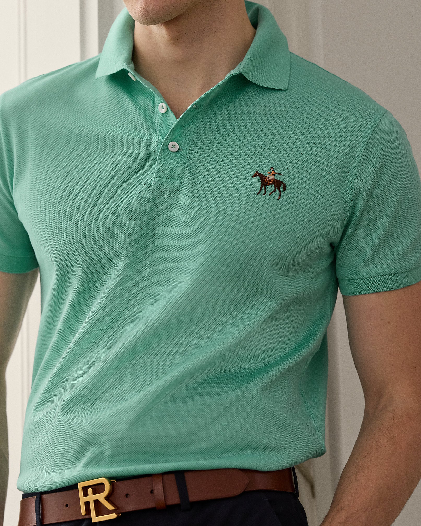Ralph Lauren Custom Slim Fit Piqué Polo Shirt