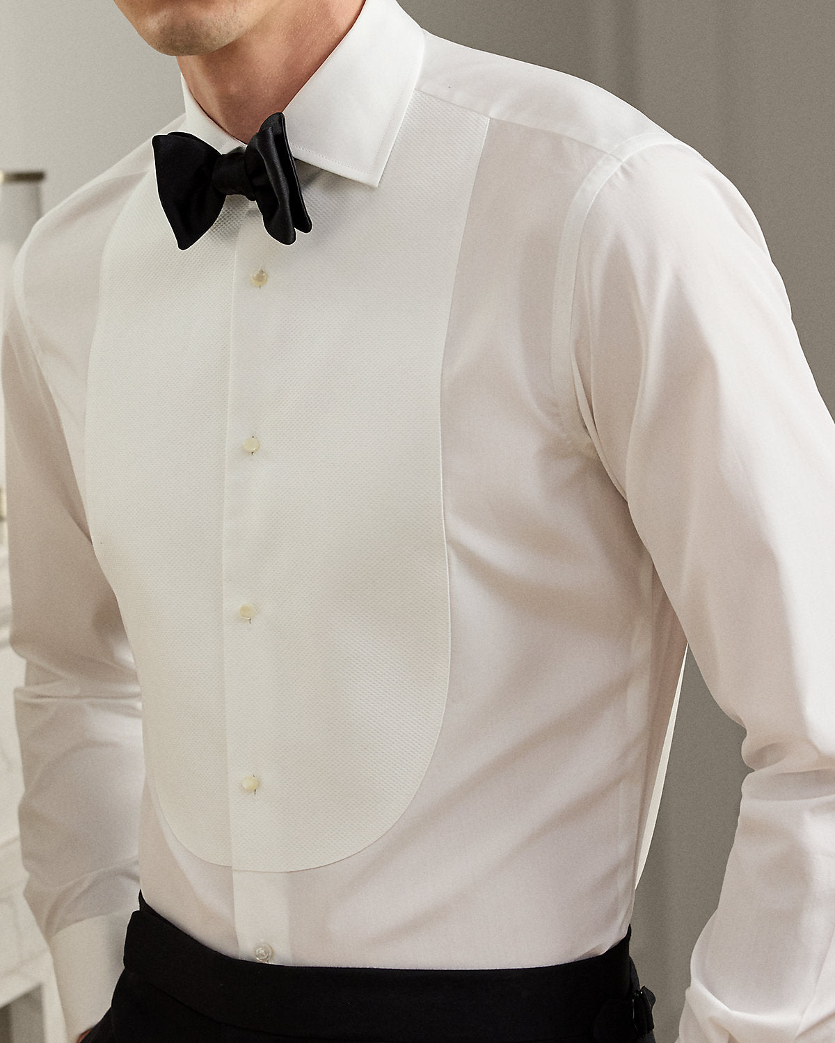 Ralph Lauren PiquéBib French Cuff Tuxedo Shirt