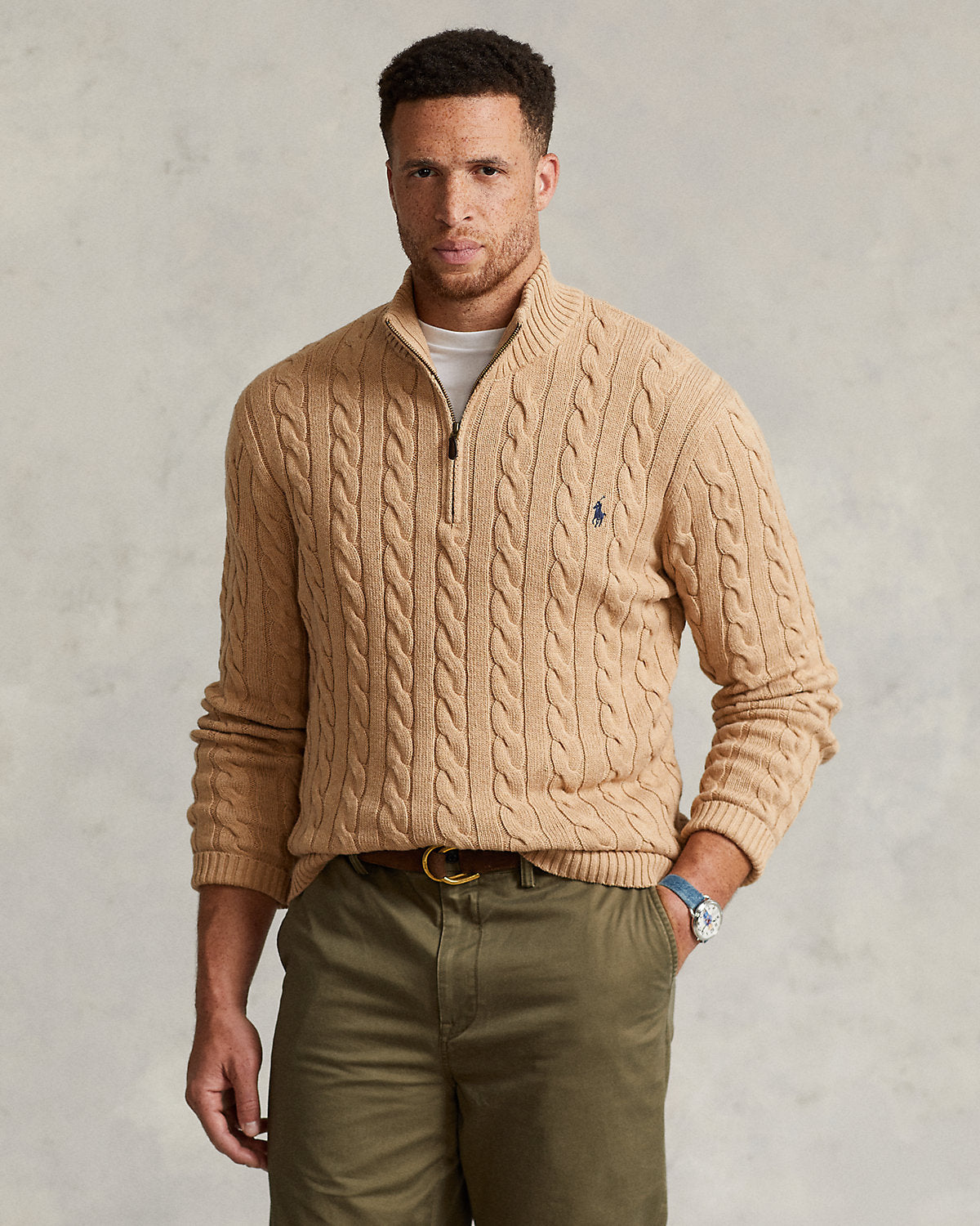 Ralph Lauren CableKnit Cotton QuarterZip Sweater
