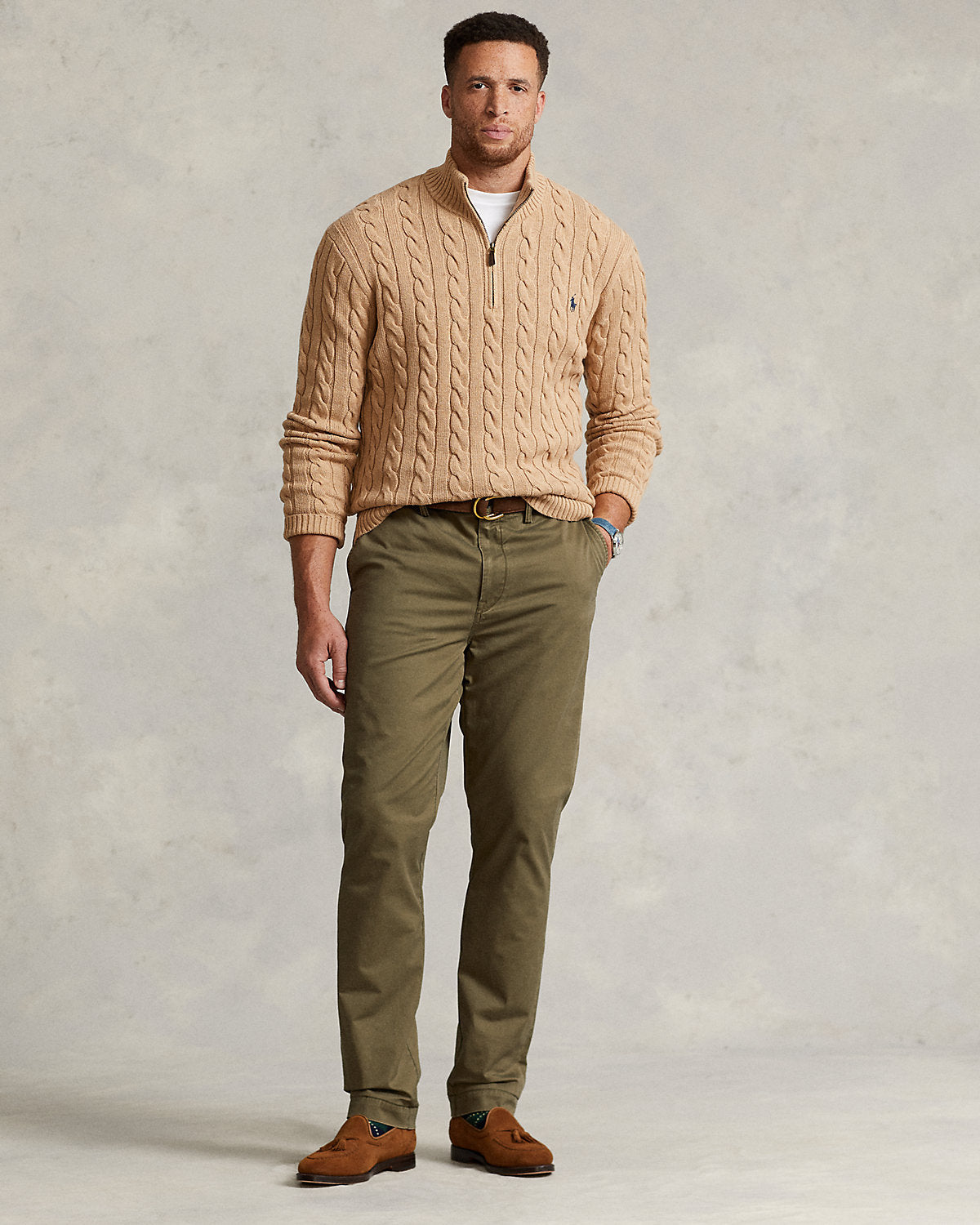 Ralph Lauren CableKnit Cotton QuarterZip Sweater