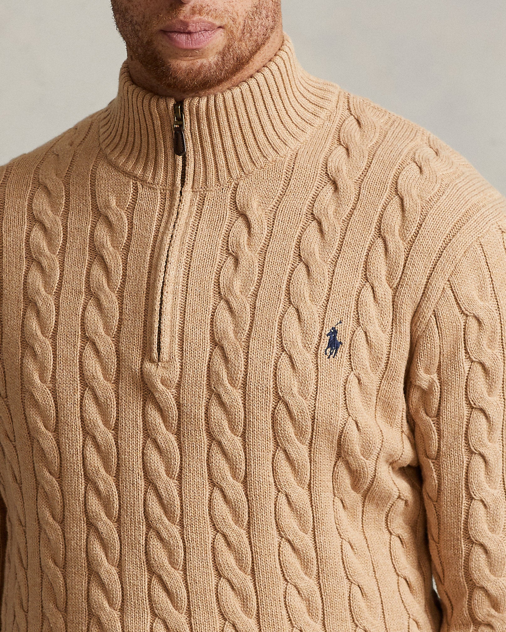 Ralph Lauren CableKnit Cotton QuarterZip Sweater