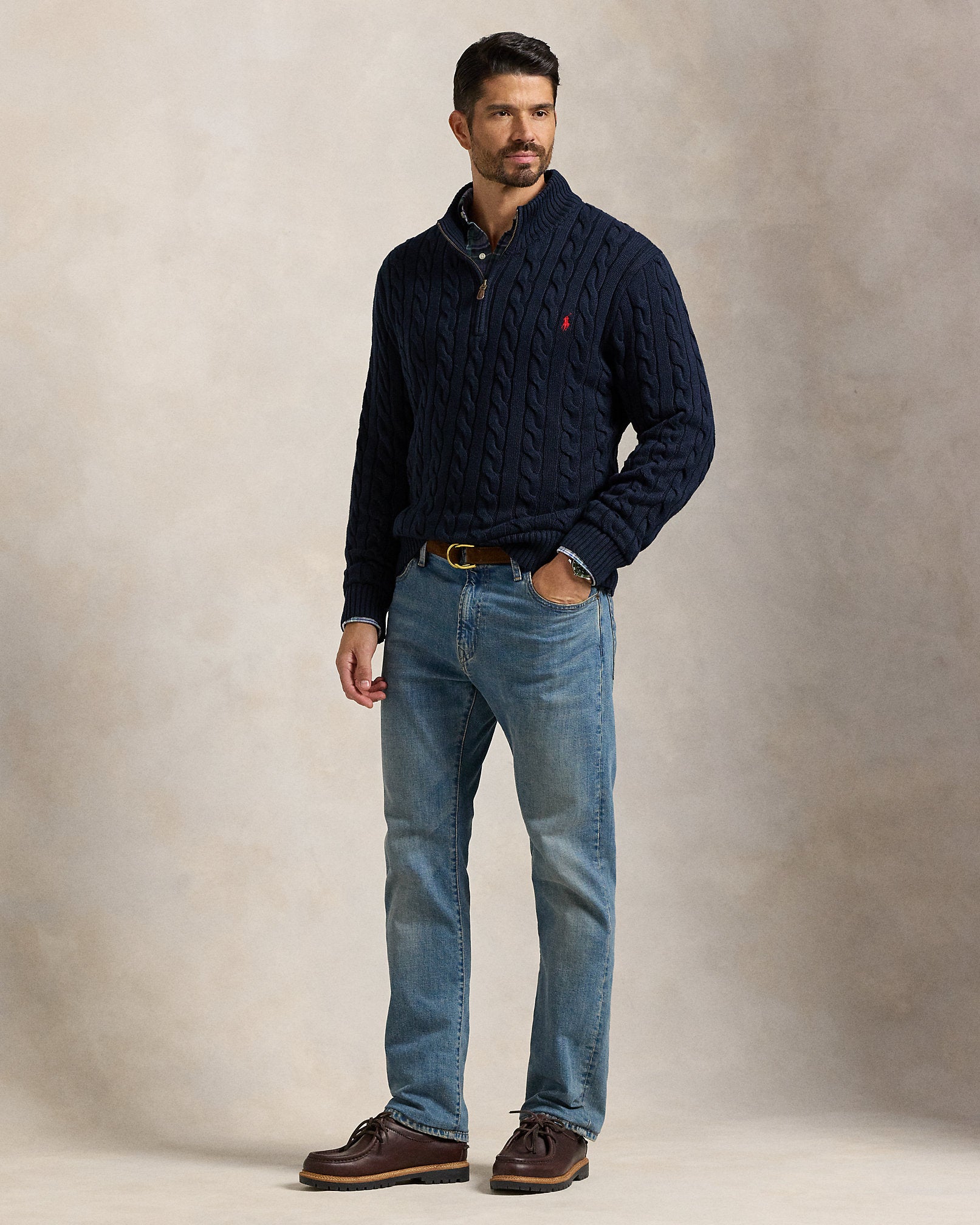 Ralph Lauren CableKnit Cotton QuarterZip Sweater