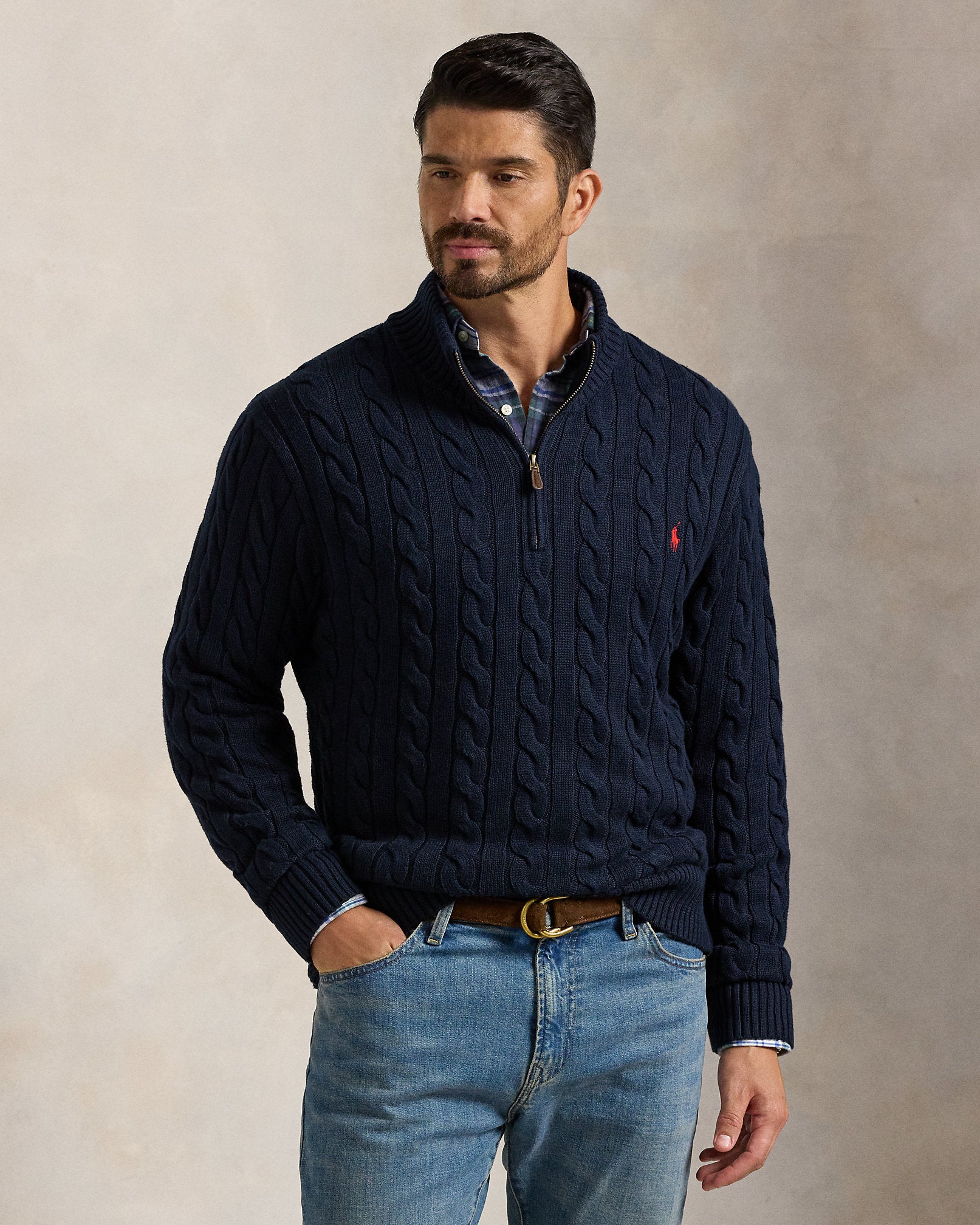Ralph Lauren CableKnit Cotton QuarterZip Sweater