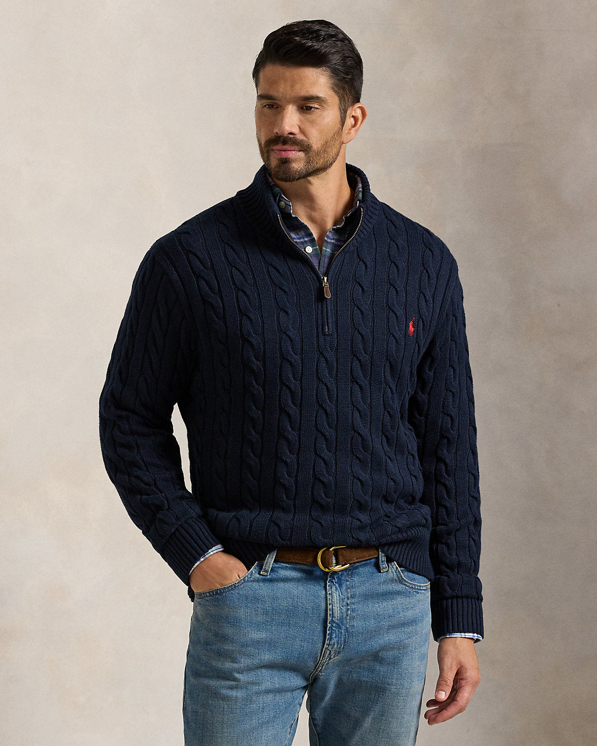 Ralph Lauren CableKnit Cotton QuarterZip Sweater