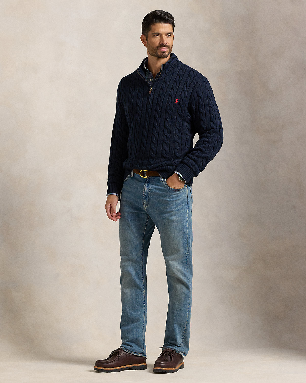 Ralph Lauren CableKnit Cotton QuarterZip Sweater