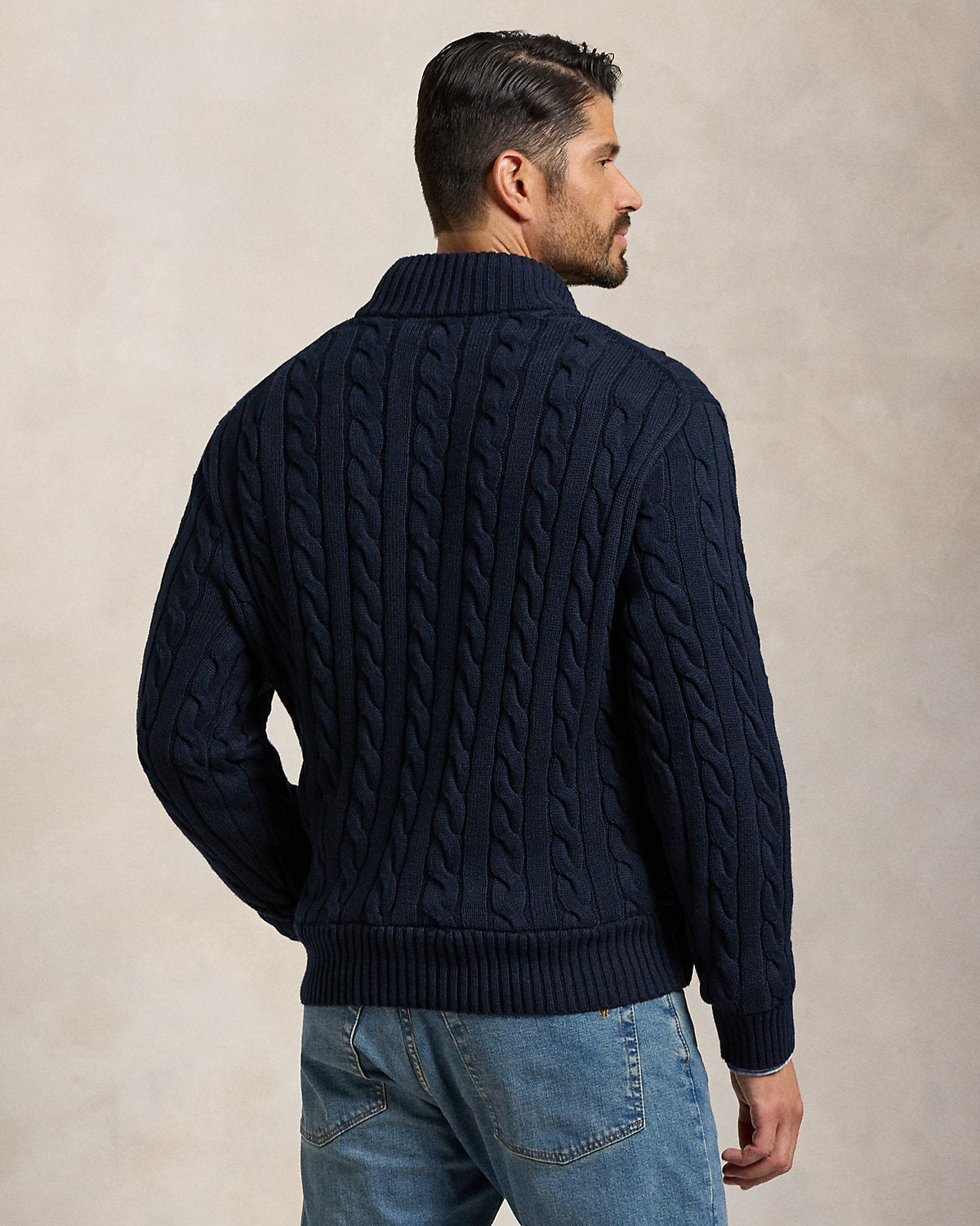 Ralph Lauren CableKnit Cotton QuarterZip Sweater