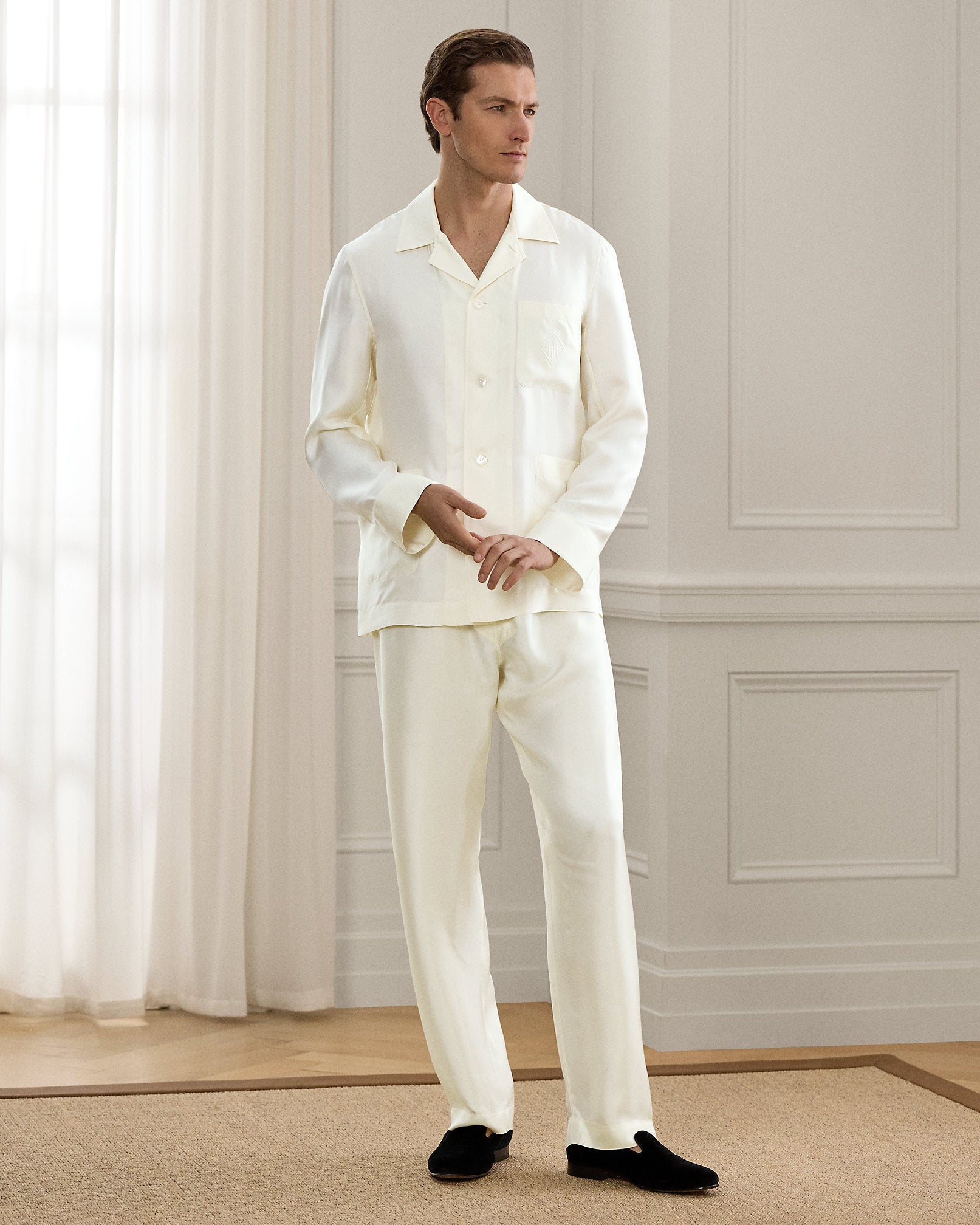 Ralph Lauren Monogram Silk Pajama Set