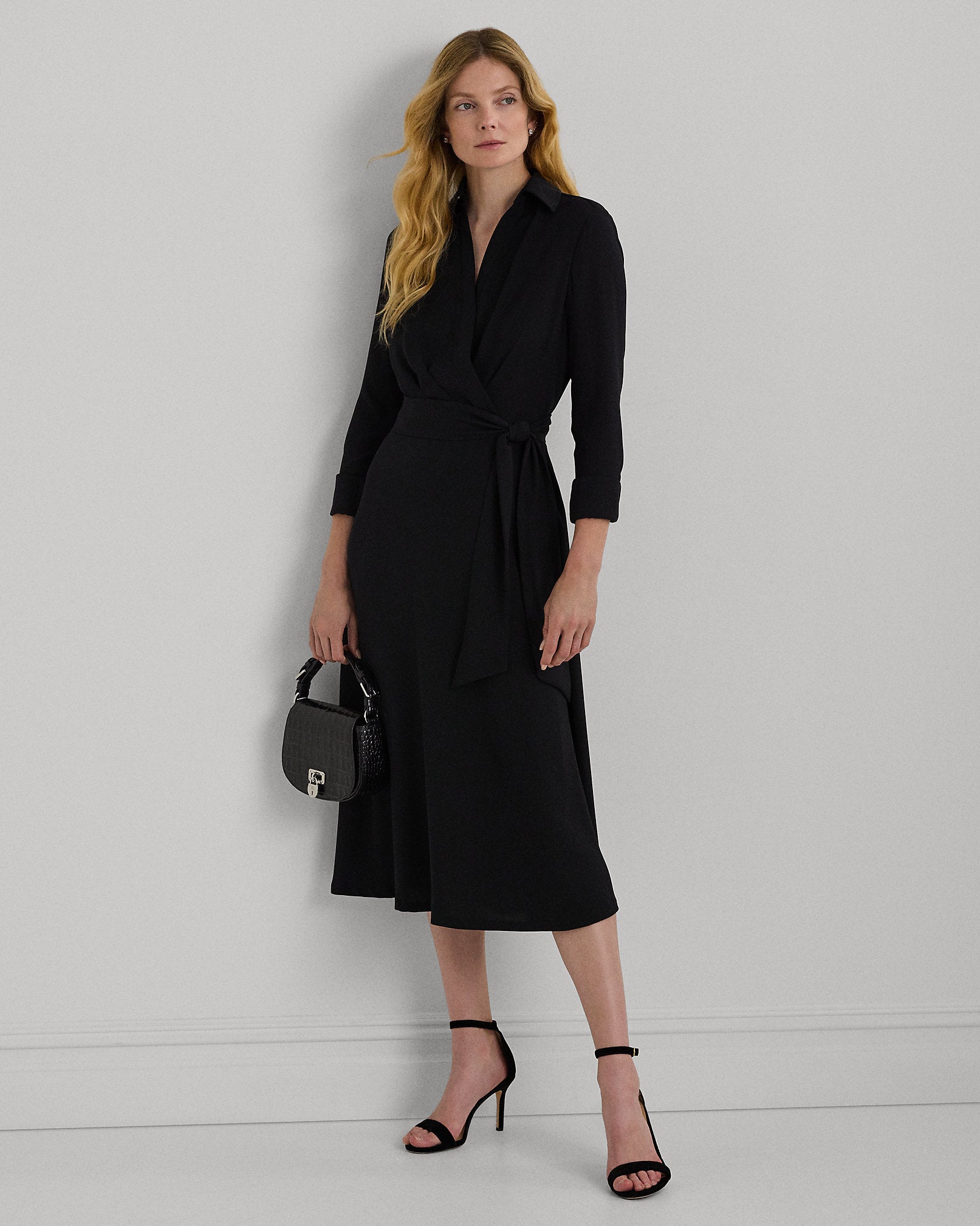 Ralph Lauren Surplice Georgette Midi Dress