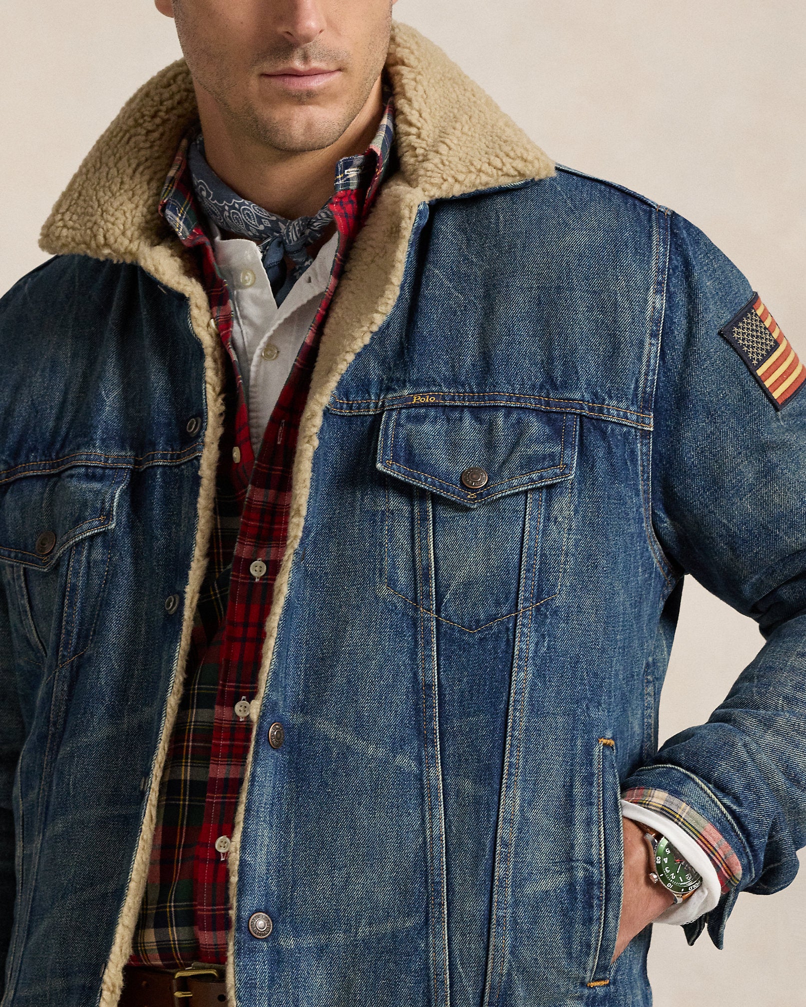 Ralph Lauren FleeceLined Denim Trucker Jacket