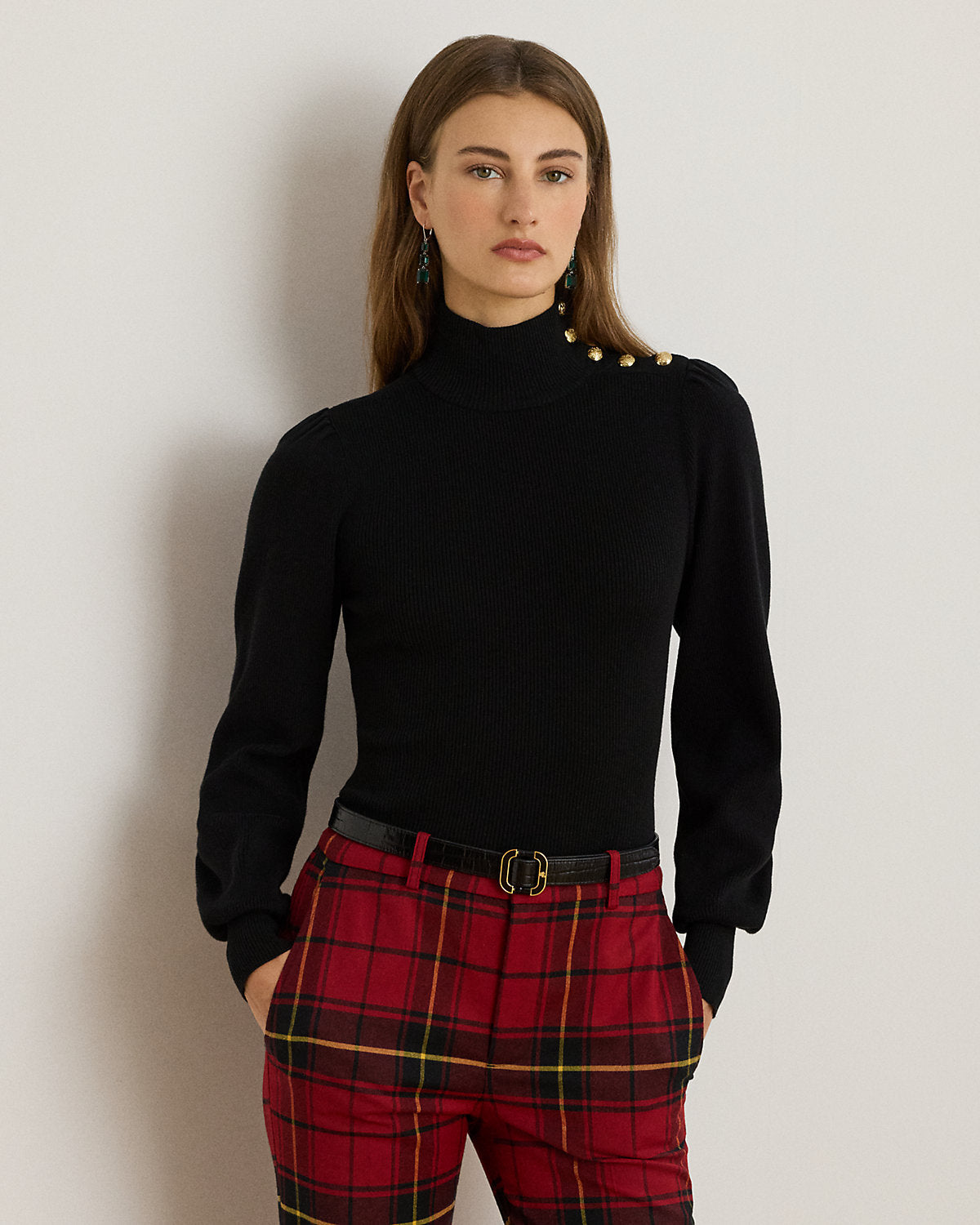 Ralph Lauren ButtonTrim Mockneck Sweater