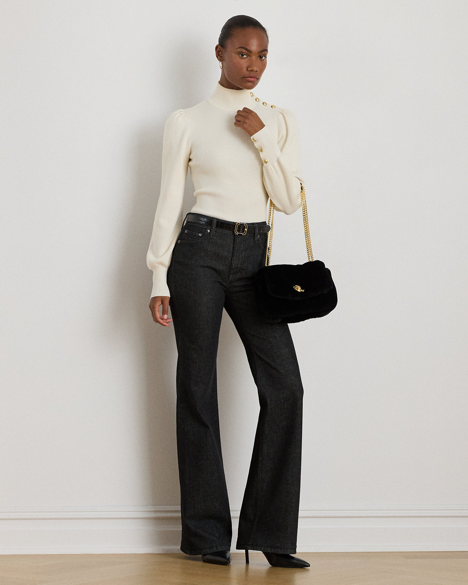 Ralph Lauren ButtonTrim Mockneck Sweater