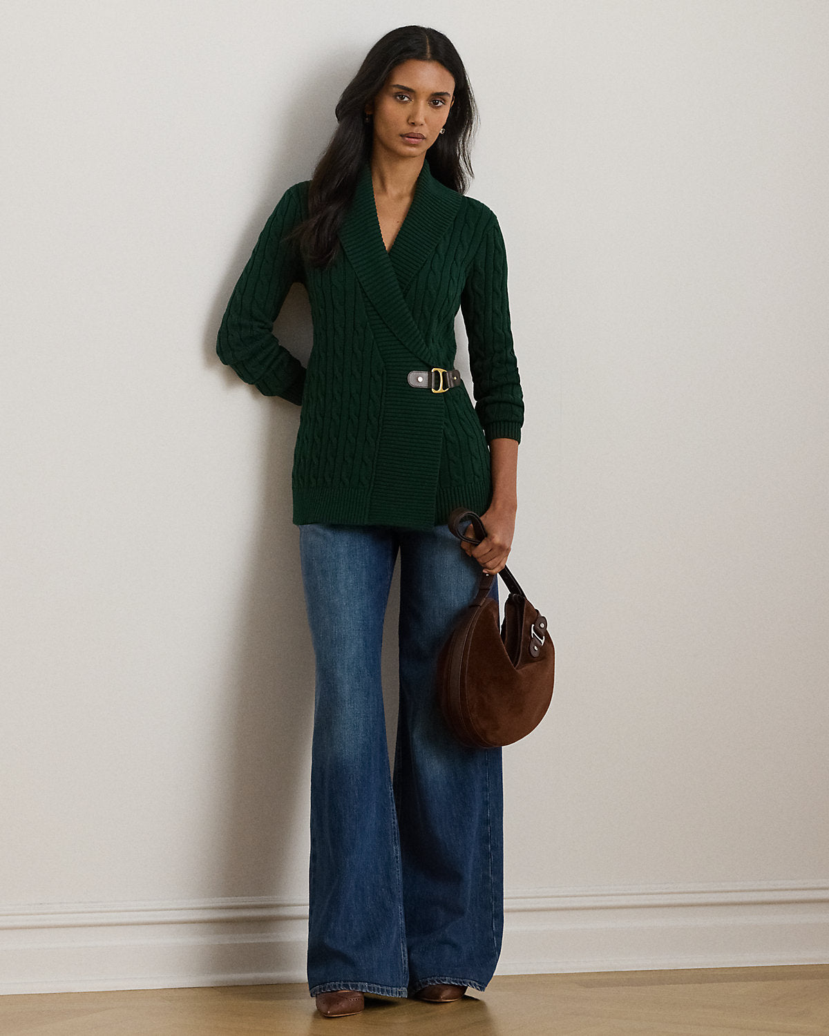 Ralph Lauren BuckleTrim Cotton Sweater
