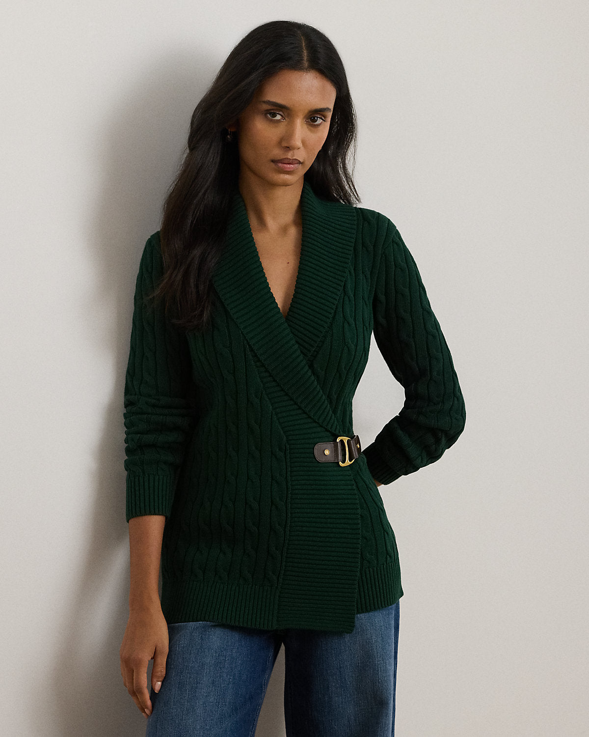 Ralph Lauren BuckleTrim Cotton Sweater