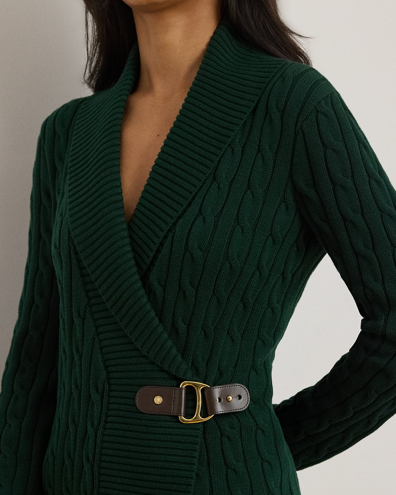 Ralph Lauren BuckleTrim Cotton Sweater