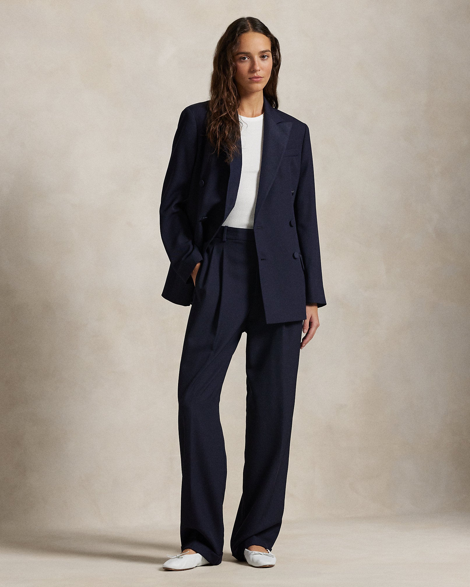 Ralph Lauren Wool Tuxedo Bacall Pant