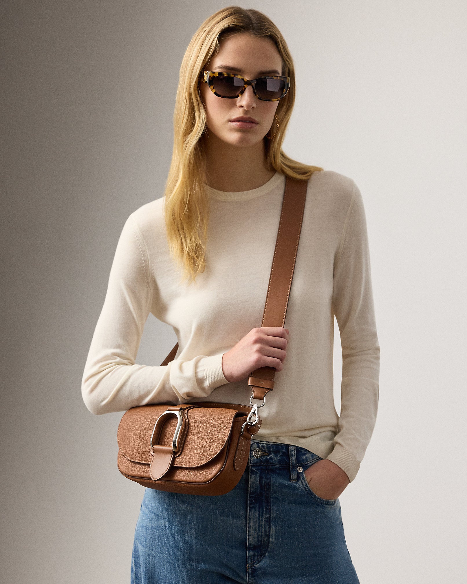 Ralph Lauren Welington Calfskin Shoulder Bag