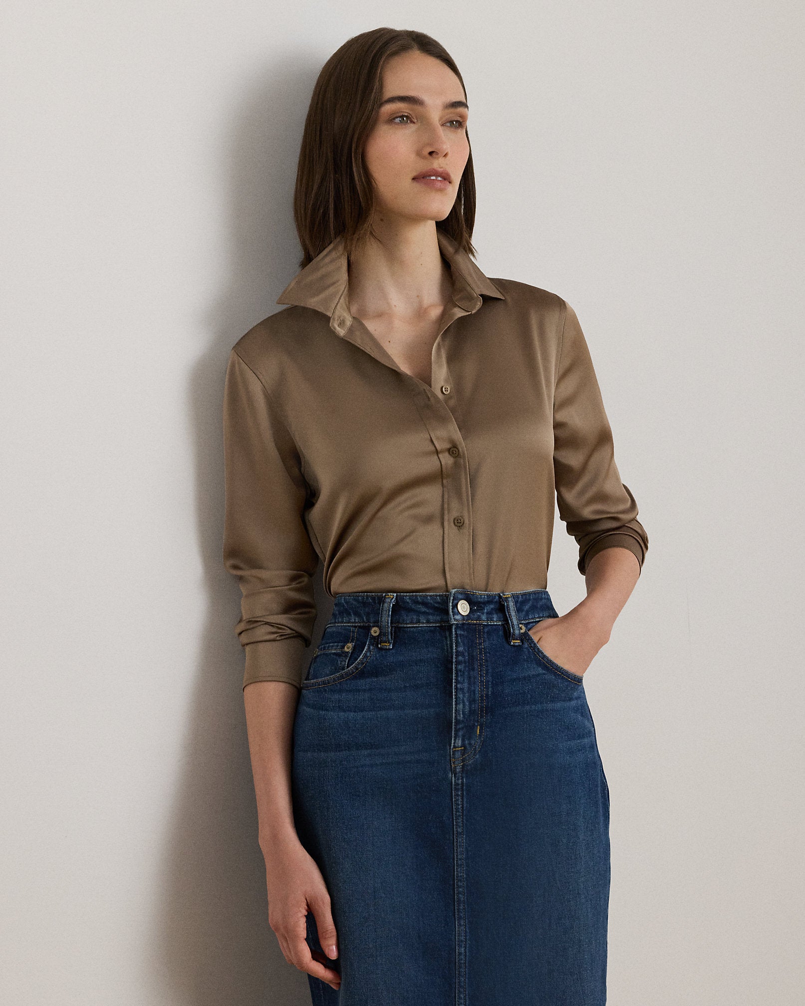 Ralph Lauren Classic Fit Satin Charmeuse Shirt