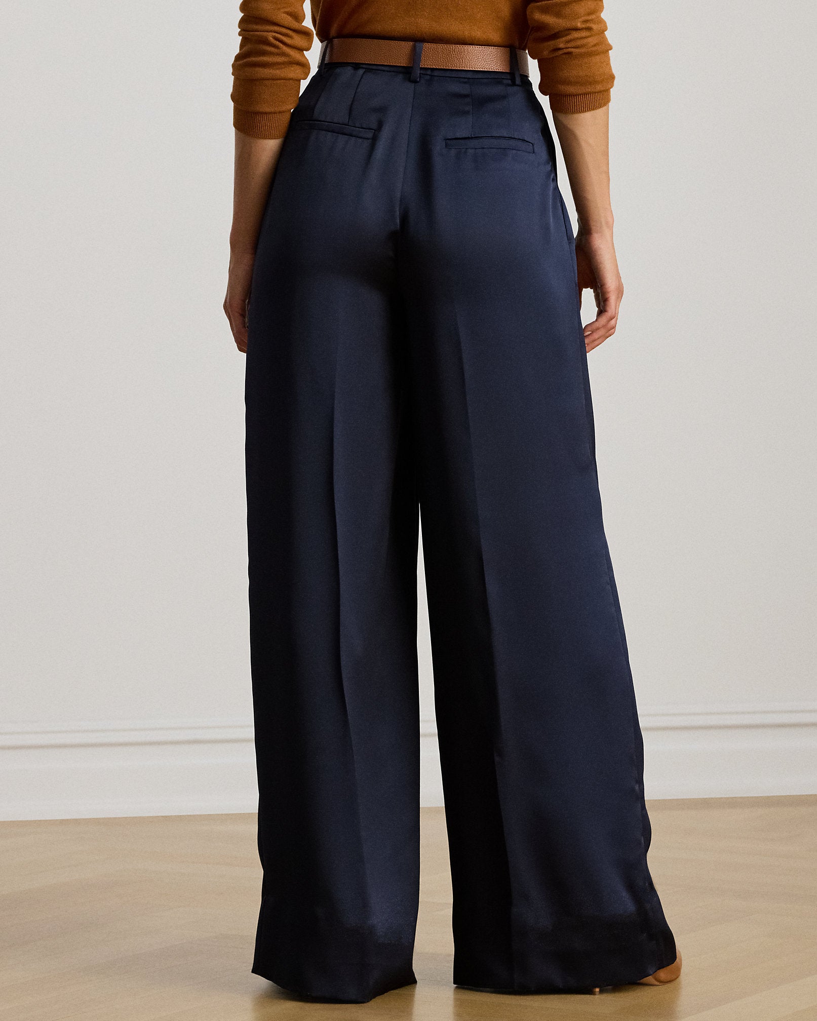 Ralph Lauren Pleated Satin Charmeuse WideLeg Pant