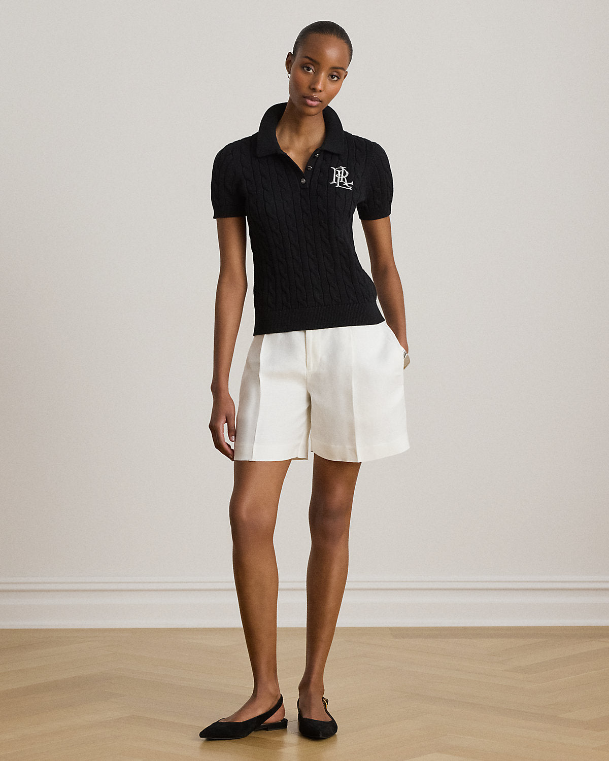 Ralph Lauren CableKnit Cotton Polo Sweater