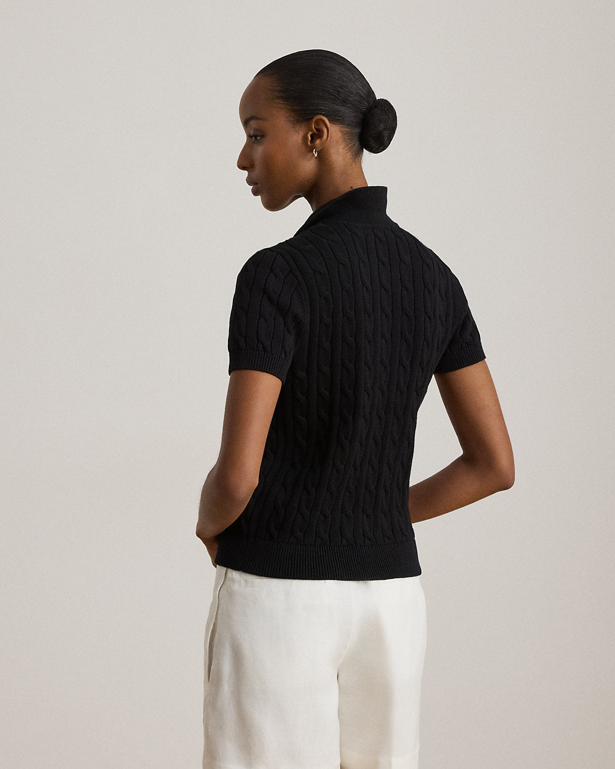 Ralph Lauren CableKnit Cotton Polo Sweater