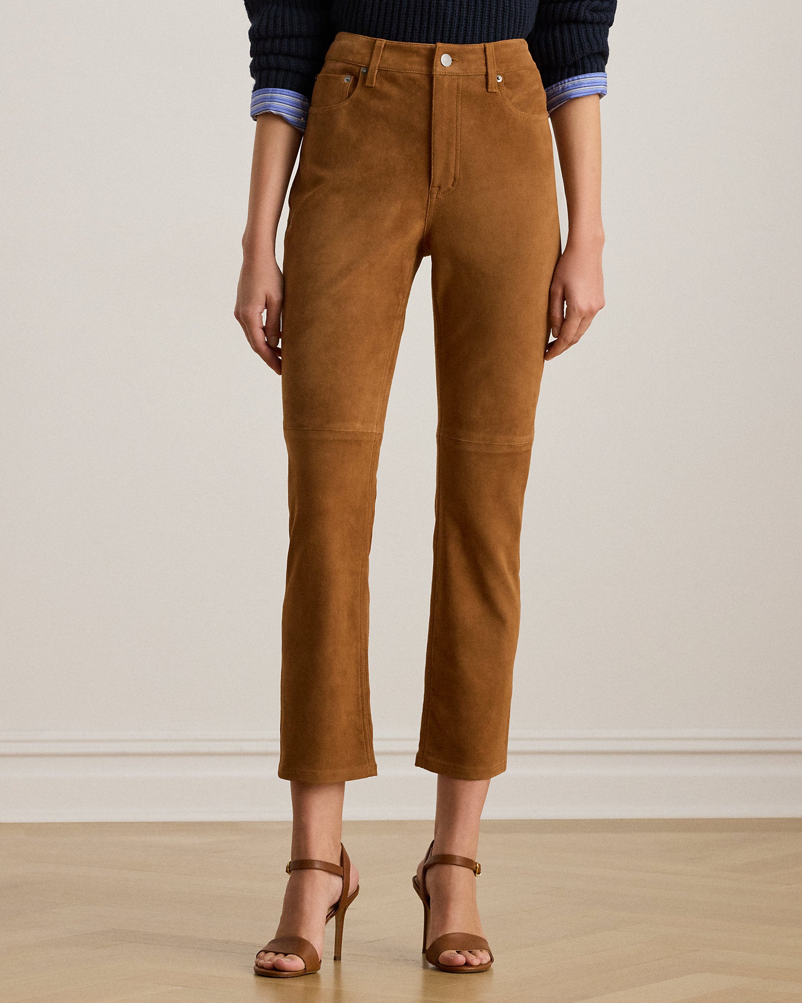 Ralph Lauren HighRise GoatSuede Straight Ankle Pant