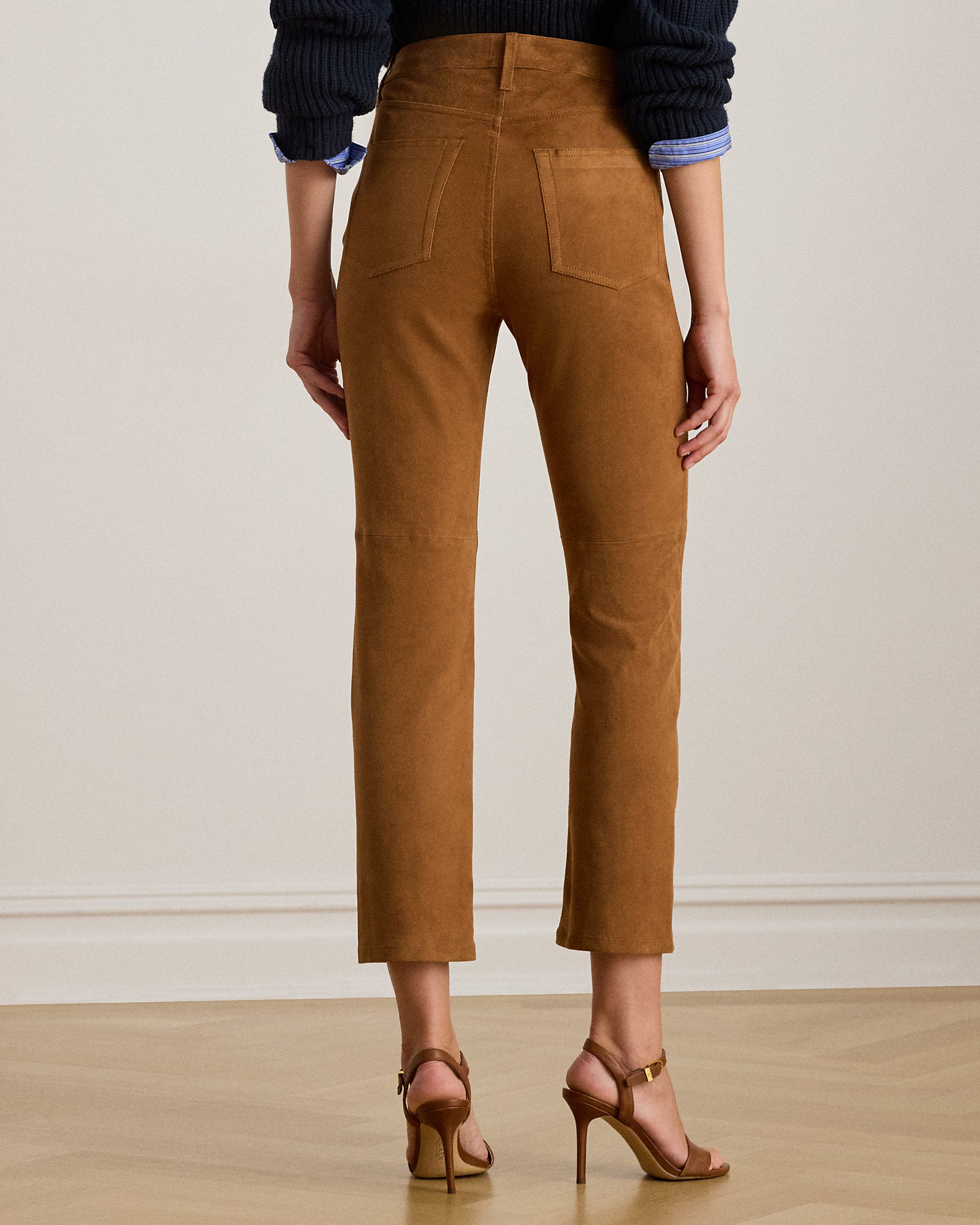 Ralph Lauren HighRise GoatSuede Straight Ankle Pant