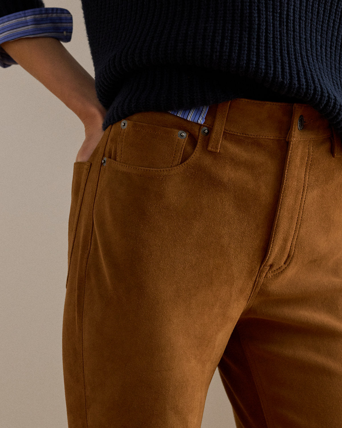Ralph Lauren HighRise GoatSuede Straight Ankle Pant