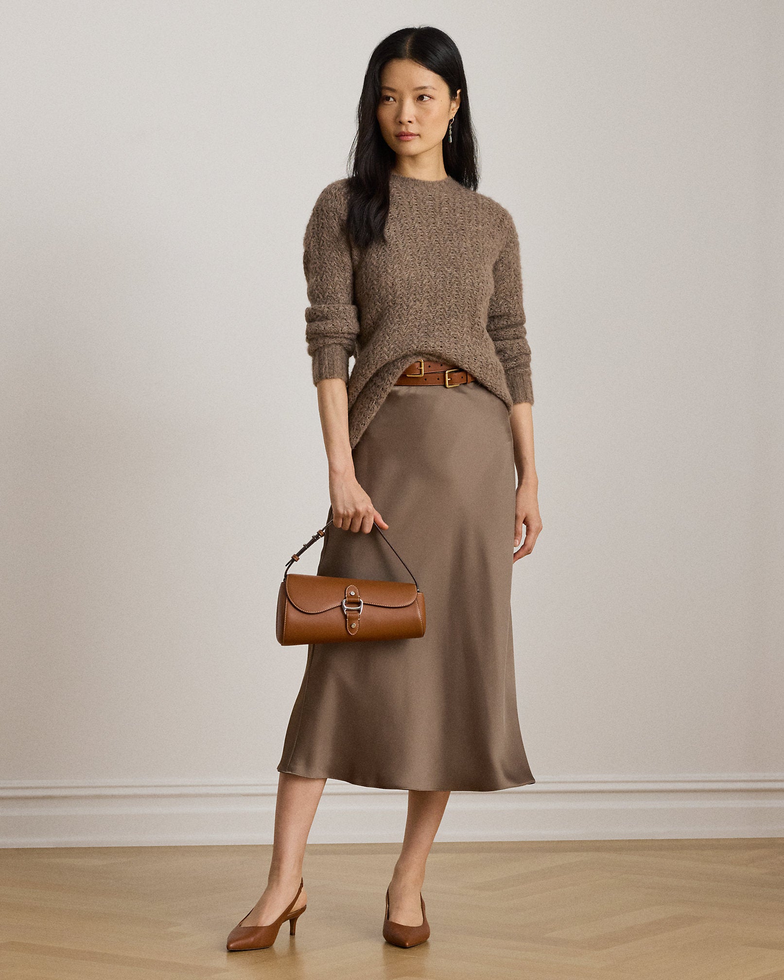 Ralph Lauren Satin Charmeuse Midi Skirt