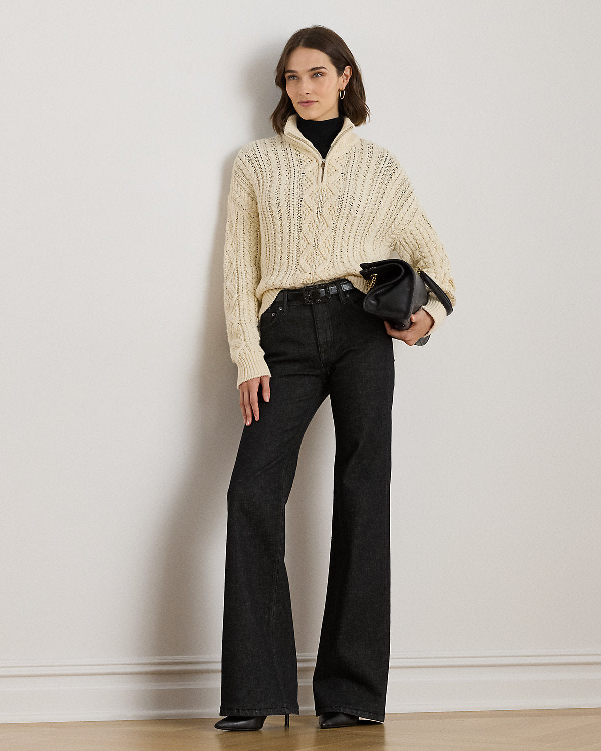 Ralph Lauren AranKnit Cotton QuarterZip Pullover