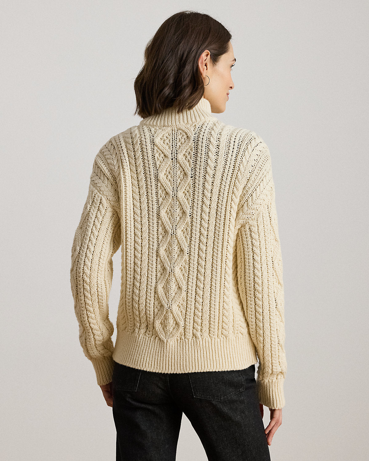 Ralph Lauren AranKnit Cotton QuarterZip Pullover