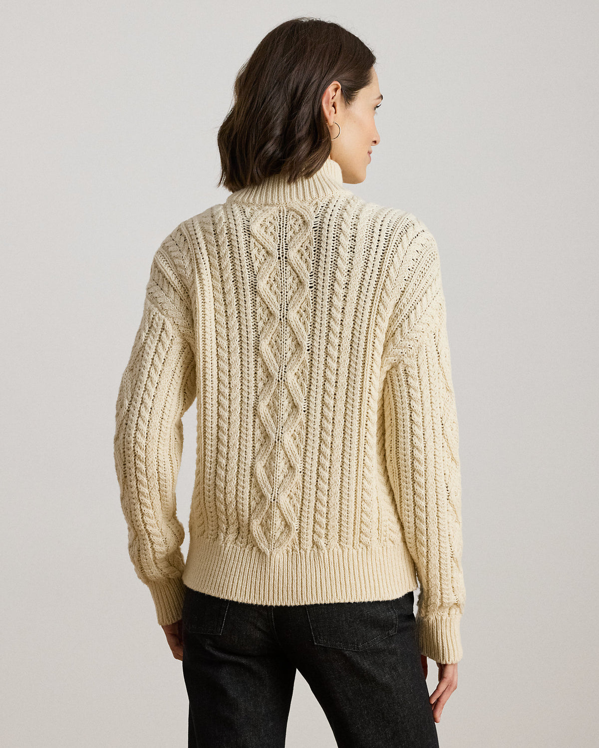 Ralph Lauren AranKnit Cotton QuarterZip Pullover
