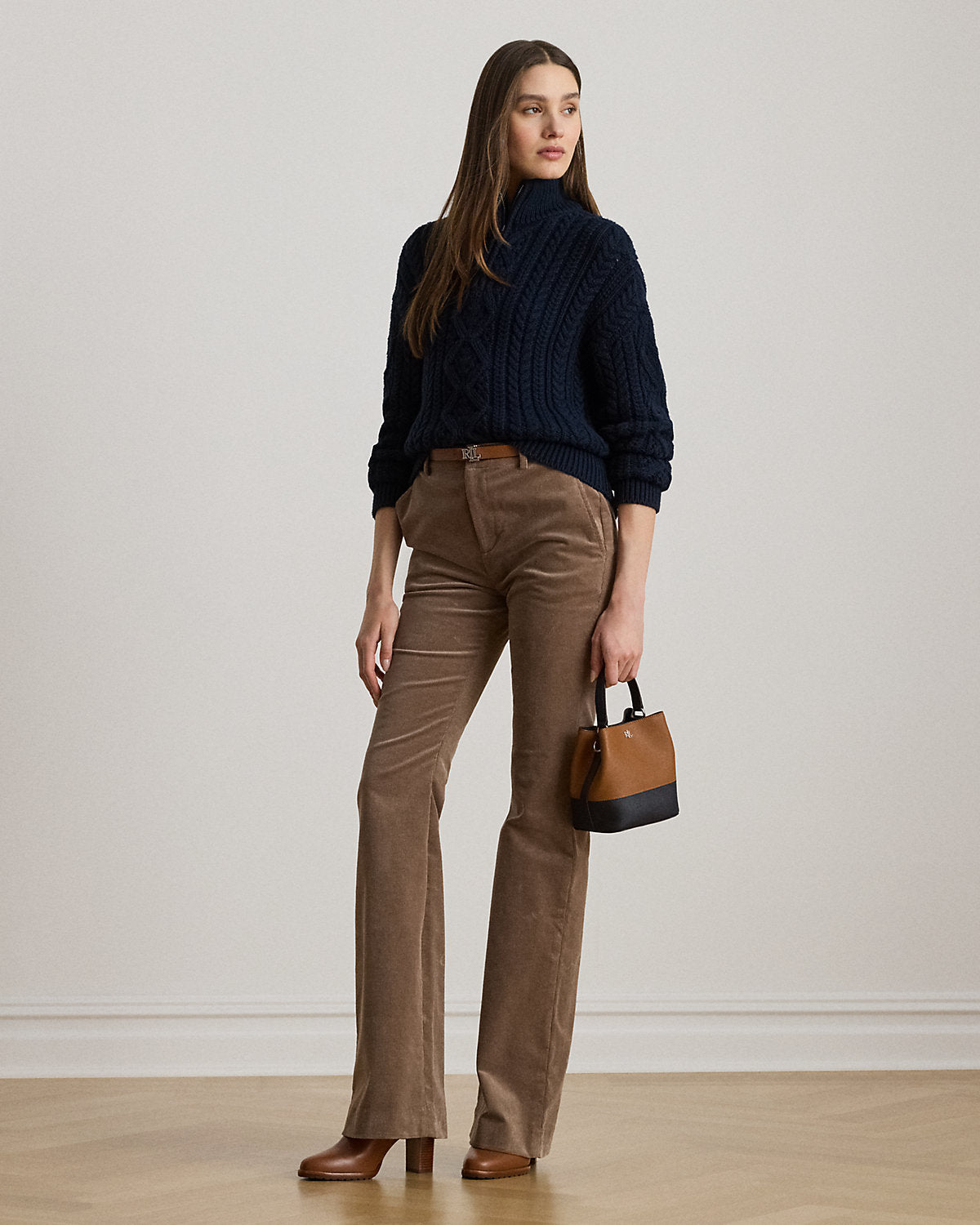 Ralph Lauren AranKnit Cotton QuarterZip Pullover