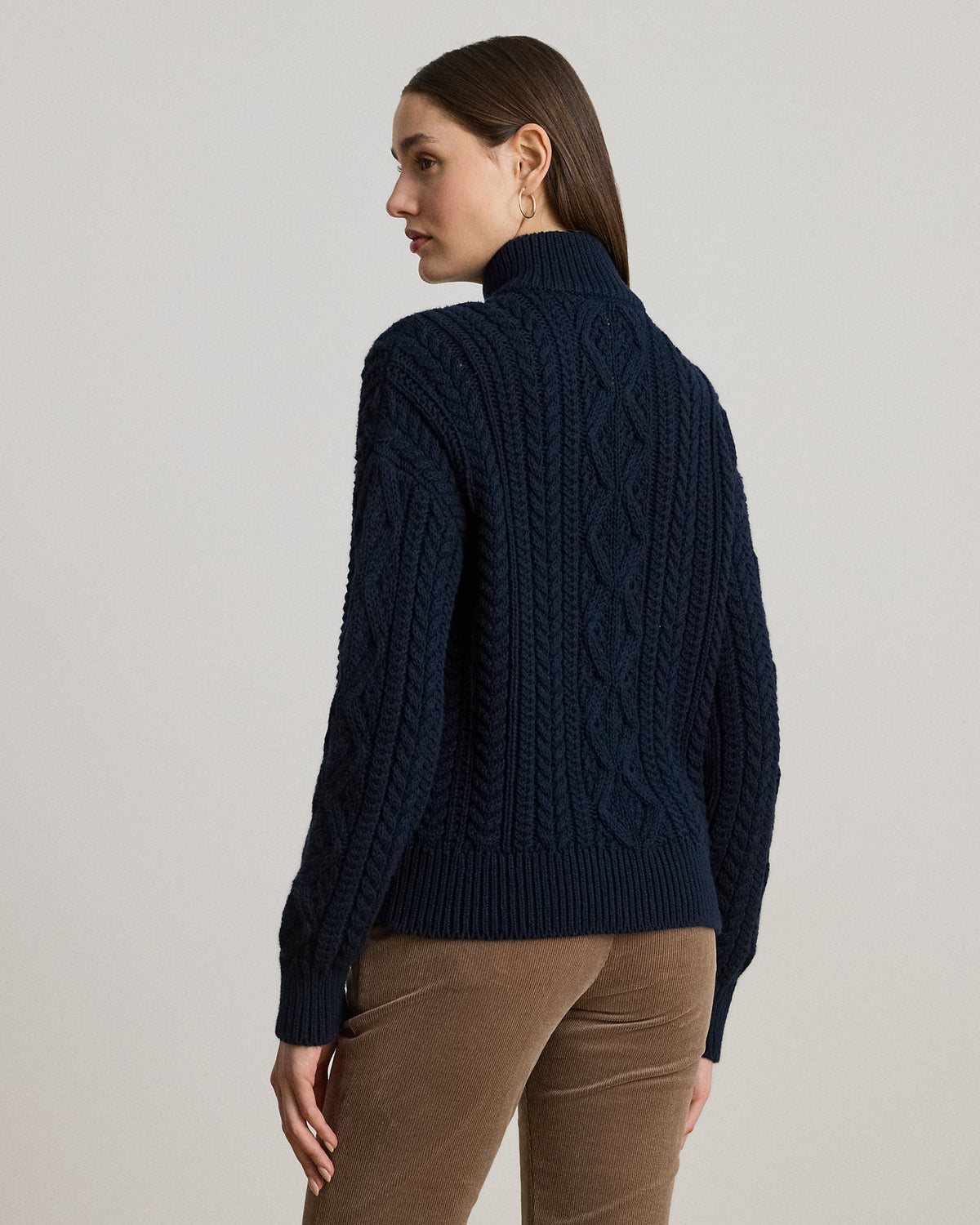 Ralph Lauren AranKnit Cotton QuarterZip Pullover