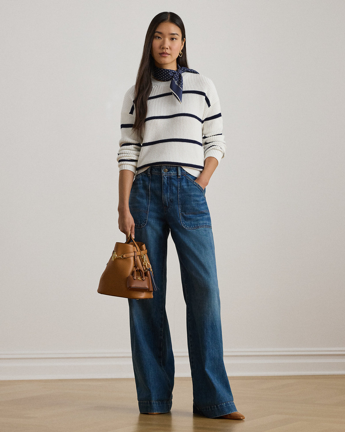 Ralph Lauren Striped RibKnit Cotton Crewneck Sweater