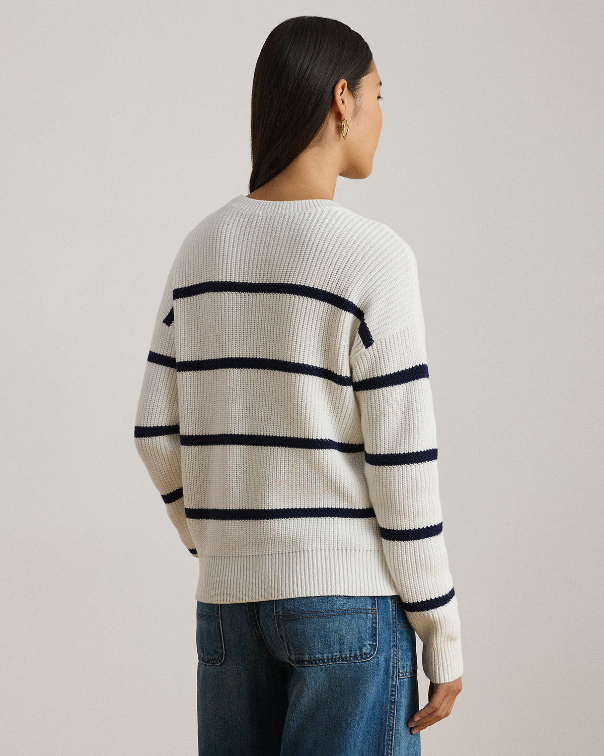 Ralph Lauren Striped RibKnit Cotton Crewneck Sweater