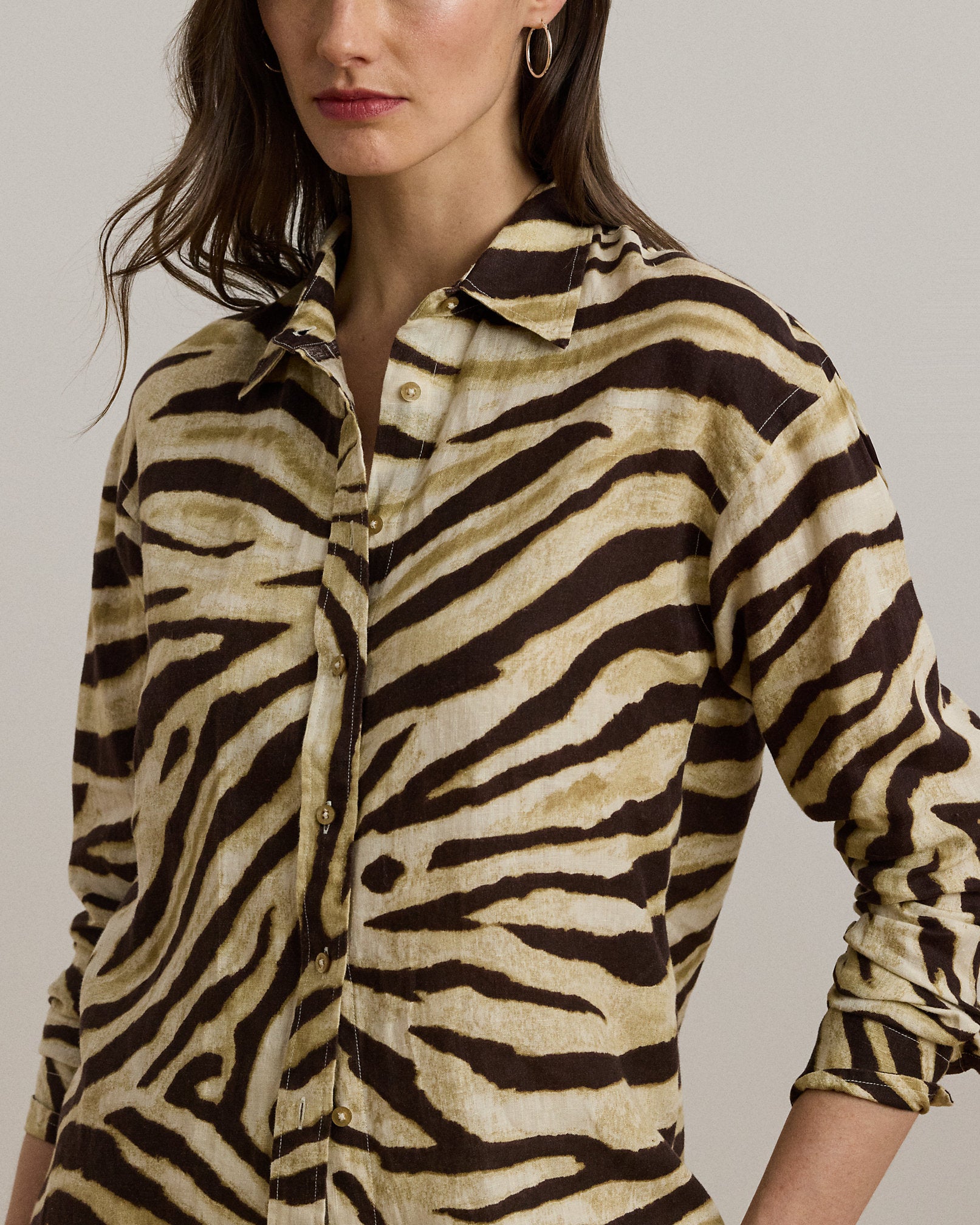 Ralph Lauren Relaxed Fit ZebraPrint Linen Shirt