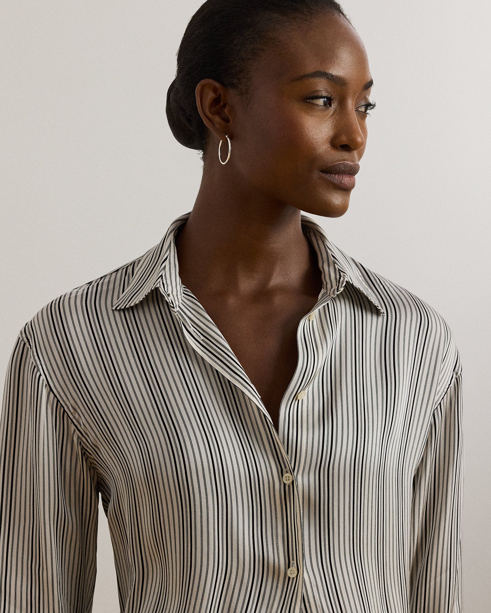 Ralph Lauren Relaxed Fit Striped Satin Shirt
