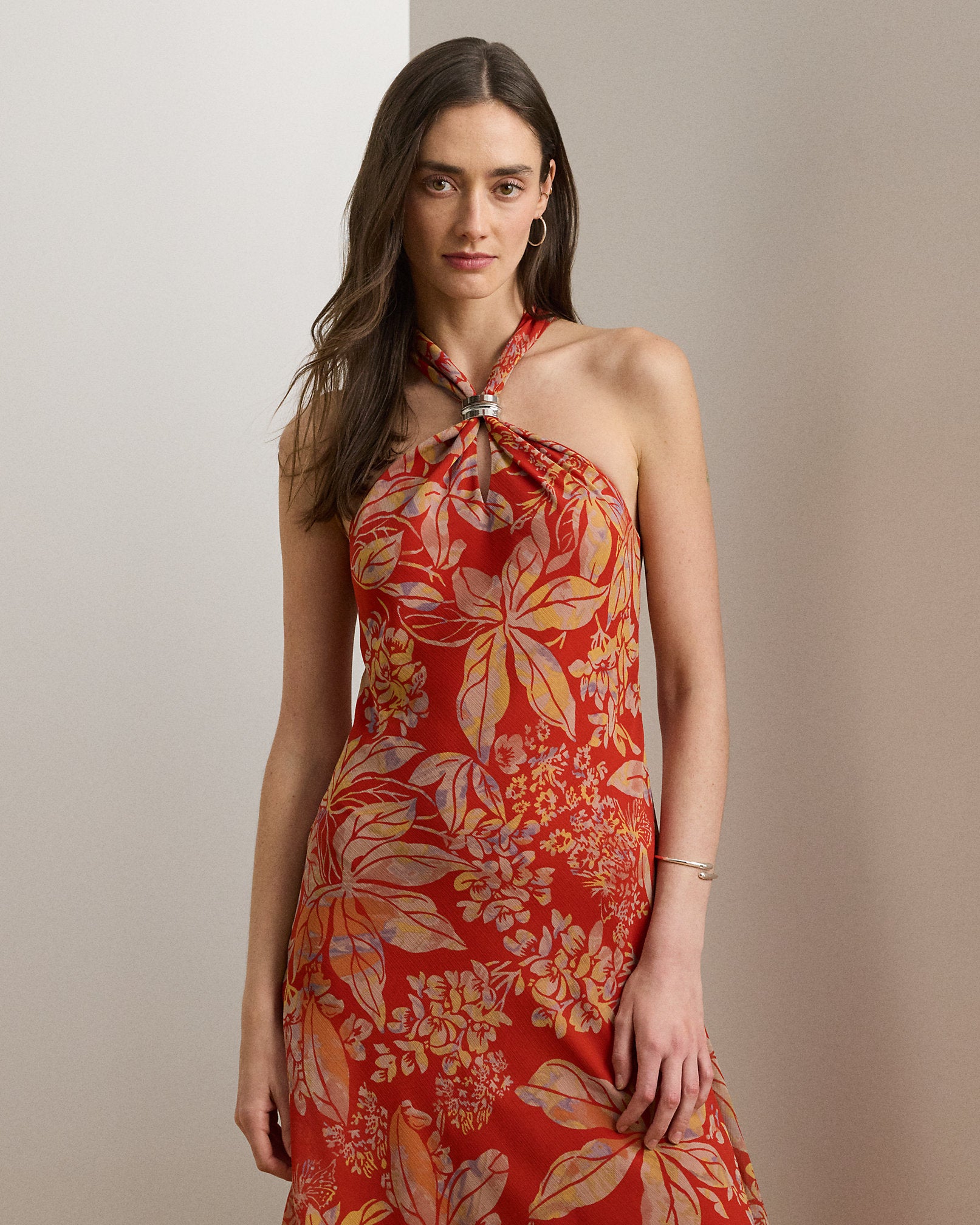 Ralph Lauren Floral Georgette Halter Dress