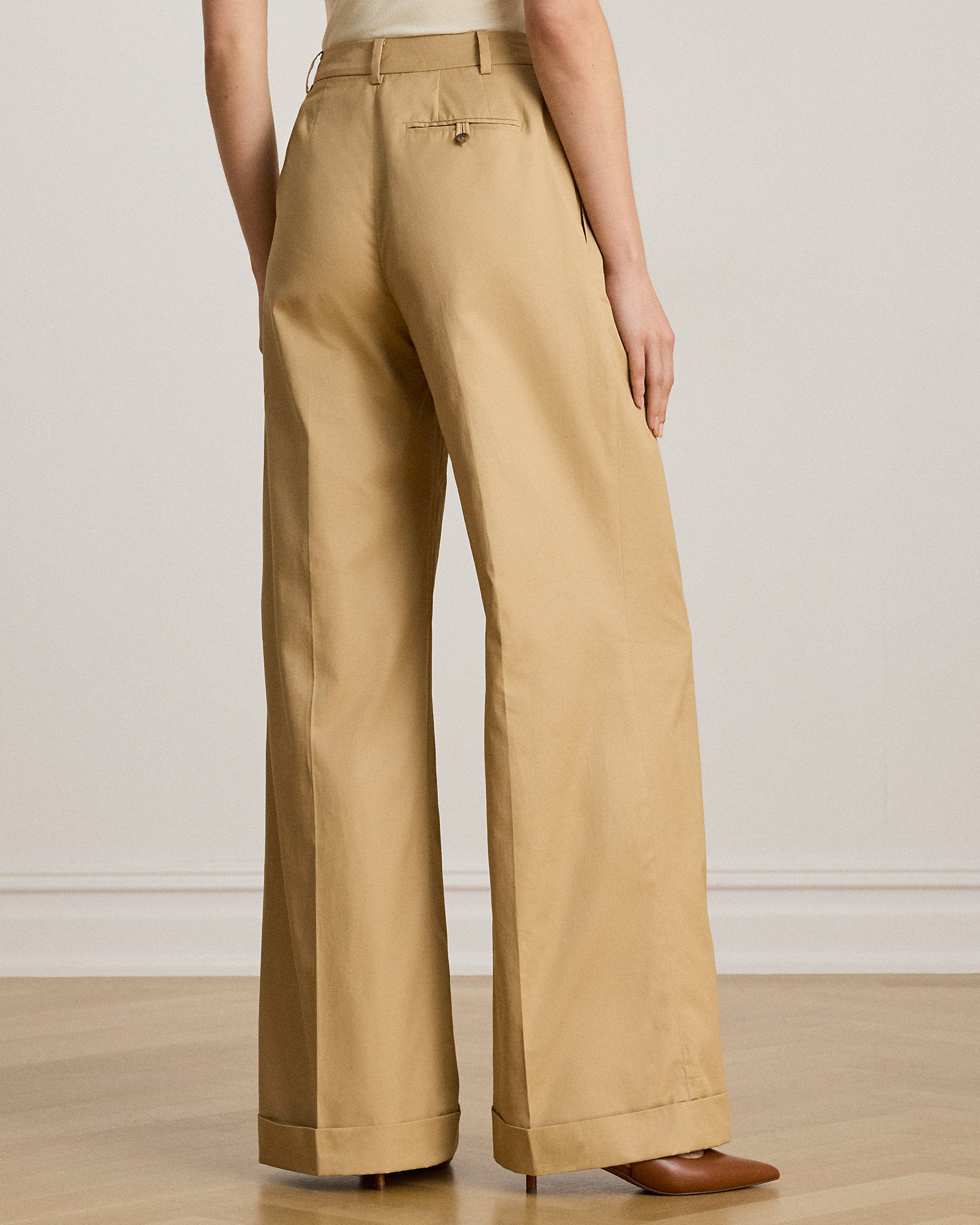 Ralph Lauren Pleated Cotton Twill WideLeg Pant