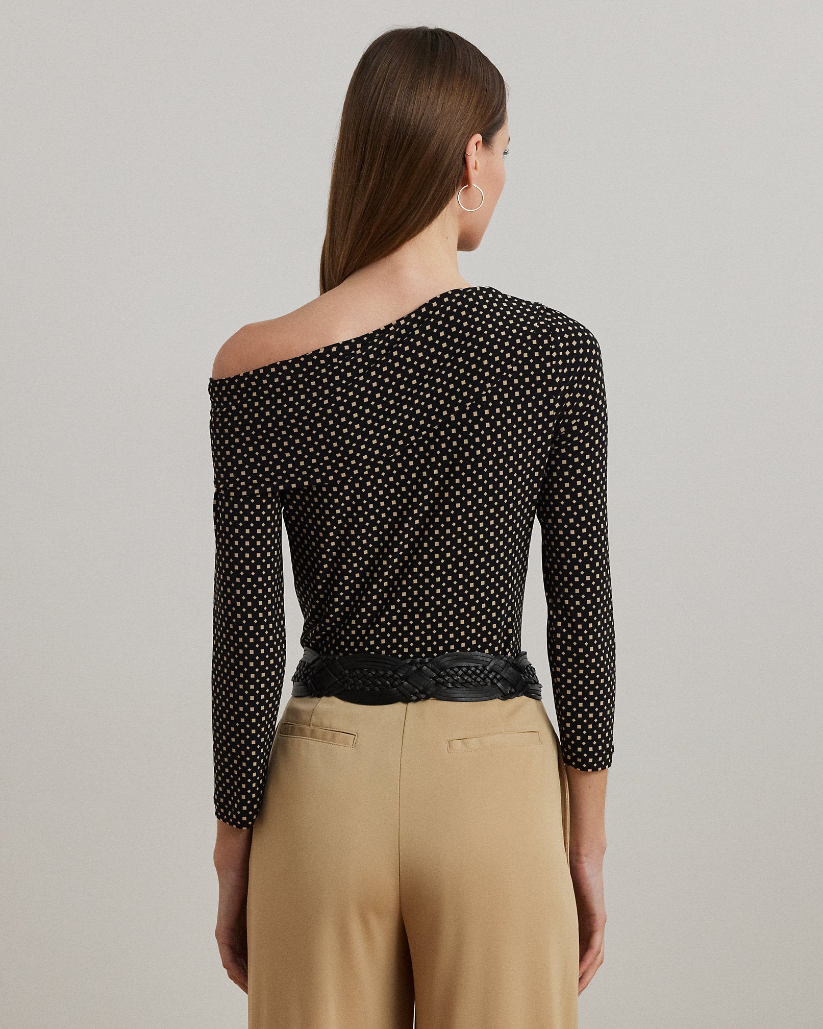 Ralph Lauren GeoPrint Jersey OfftheShoulder Top