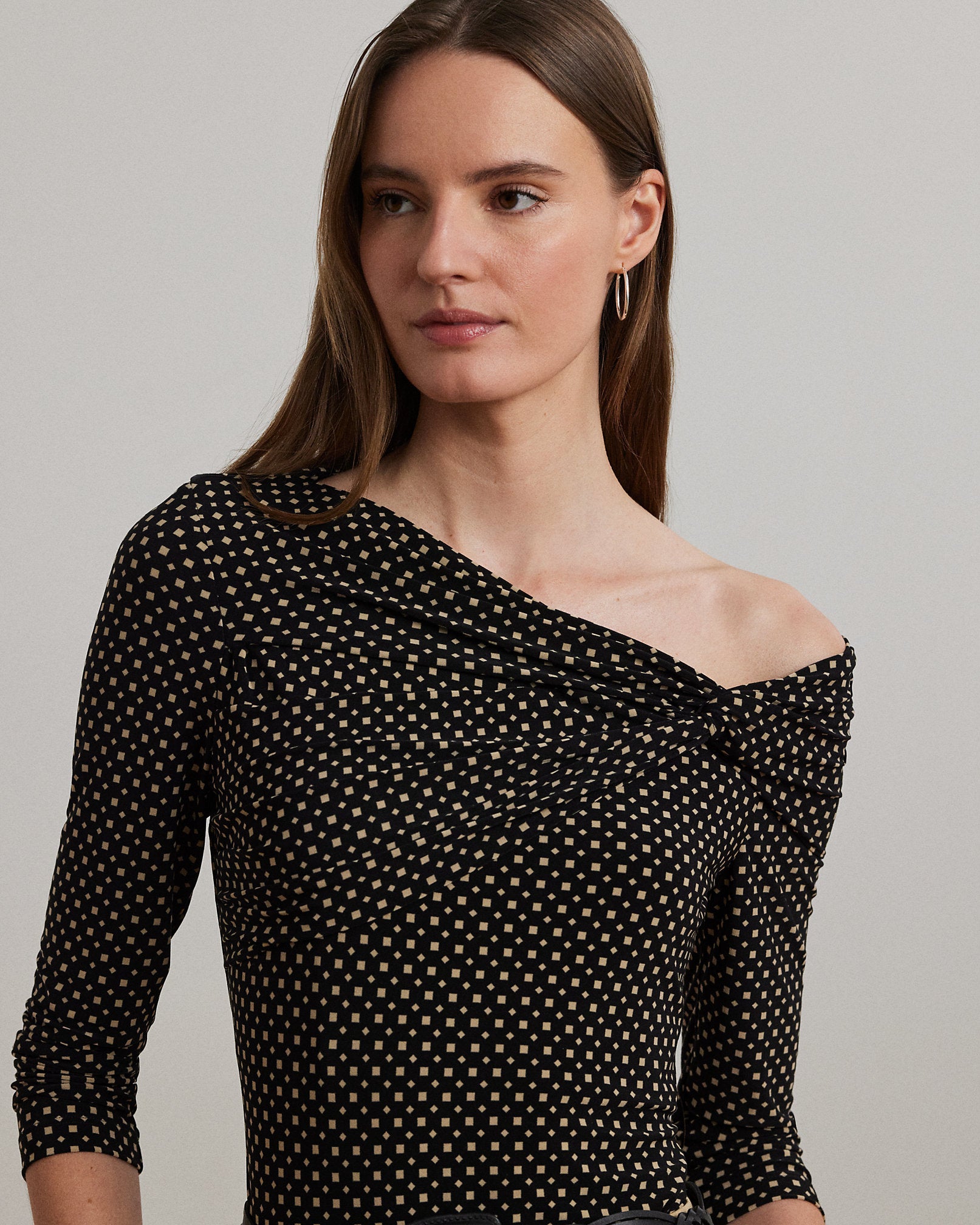 Ralph Lauren GeoPrint Jersey OfftheShoulder Top