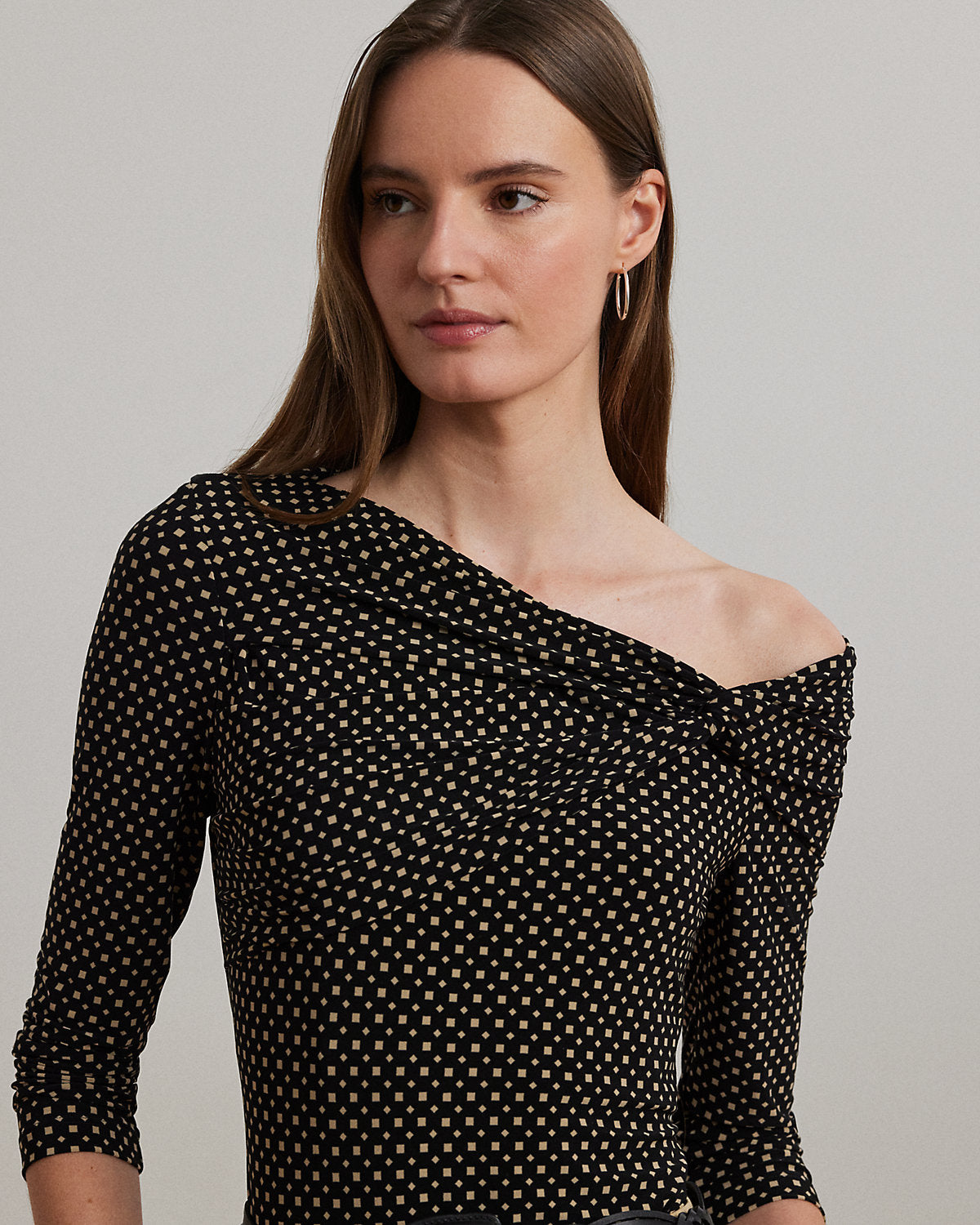 Ralph Lauren GeoPrint Jersey OfftheShoulder Top