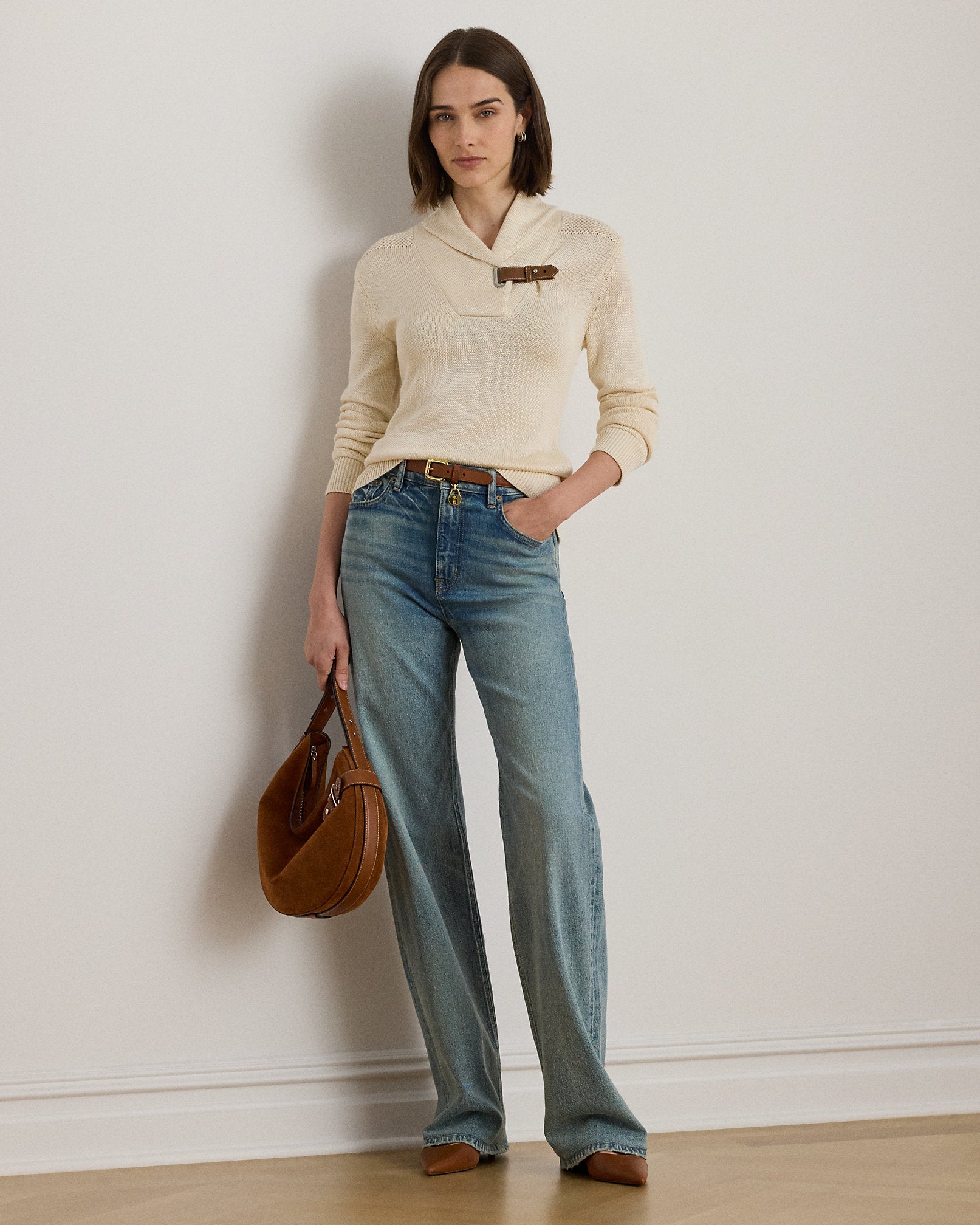 Ralph Lauren BuckleTrim CottonBlend Sweater