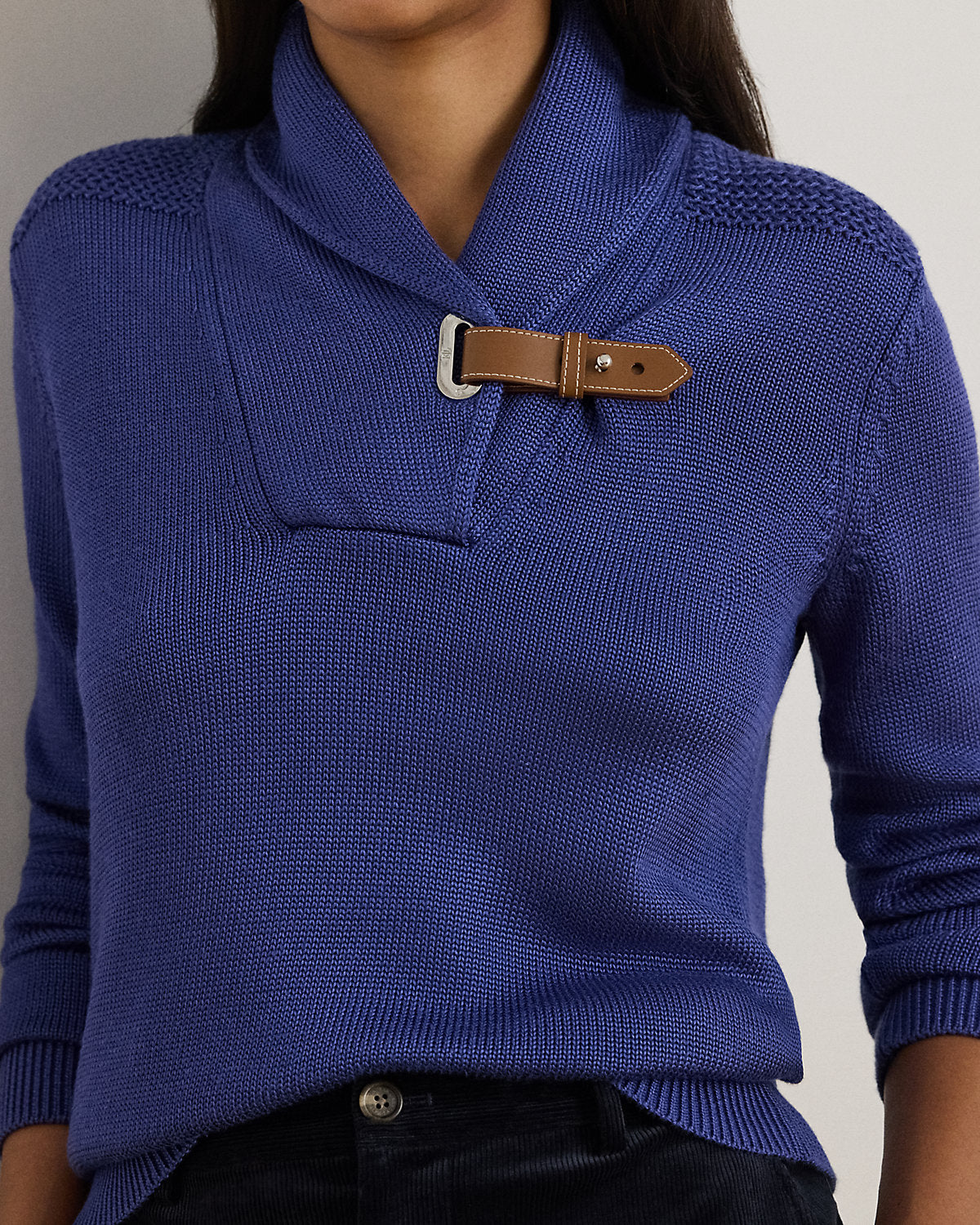 Ralph Lauren BuckleTrim CottonBlend Sweater