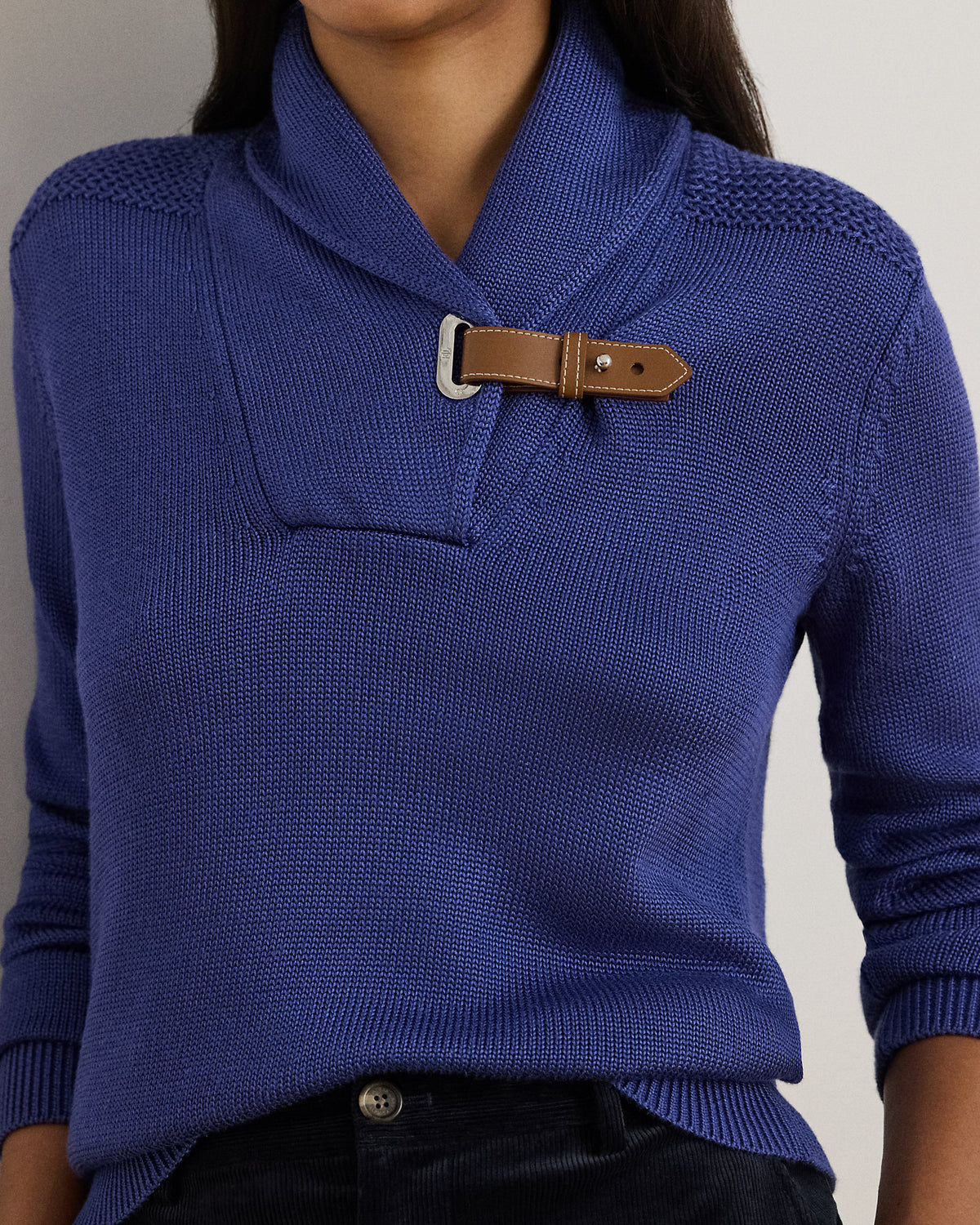Ralph Lauren BuckleTrim CottonBlend Sweater