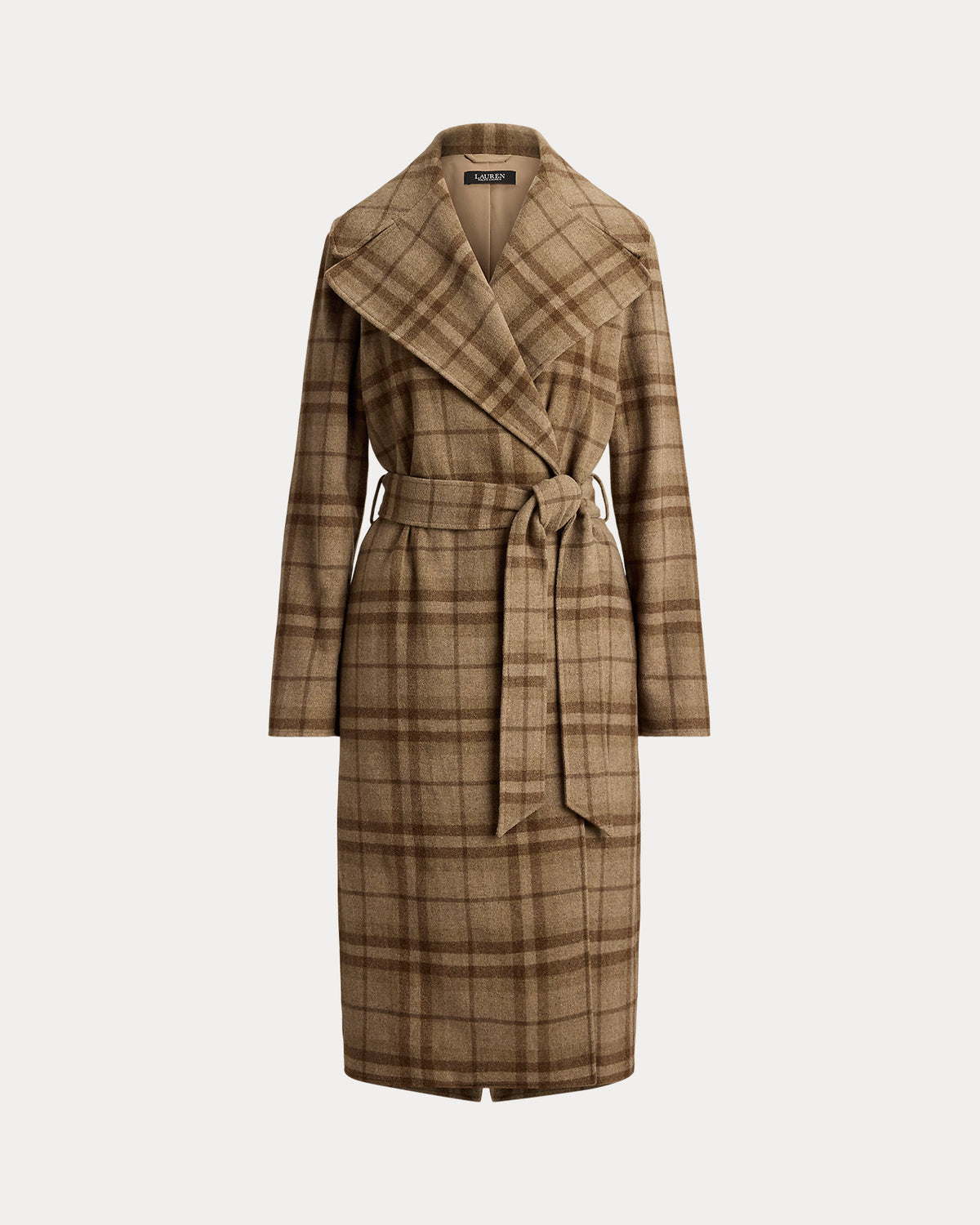 Ralph Lauren Plaid WoolBlend Twill Wrap Coat
