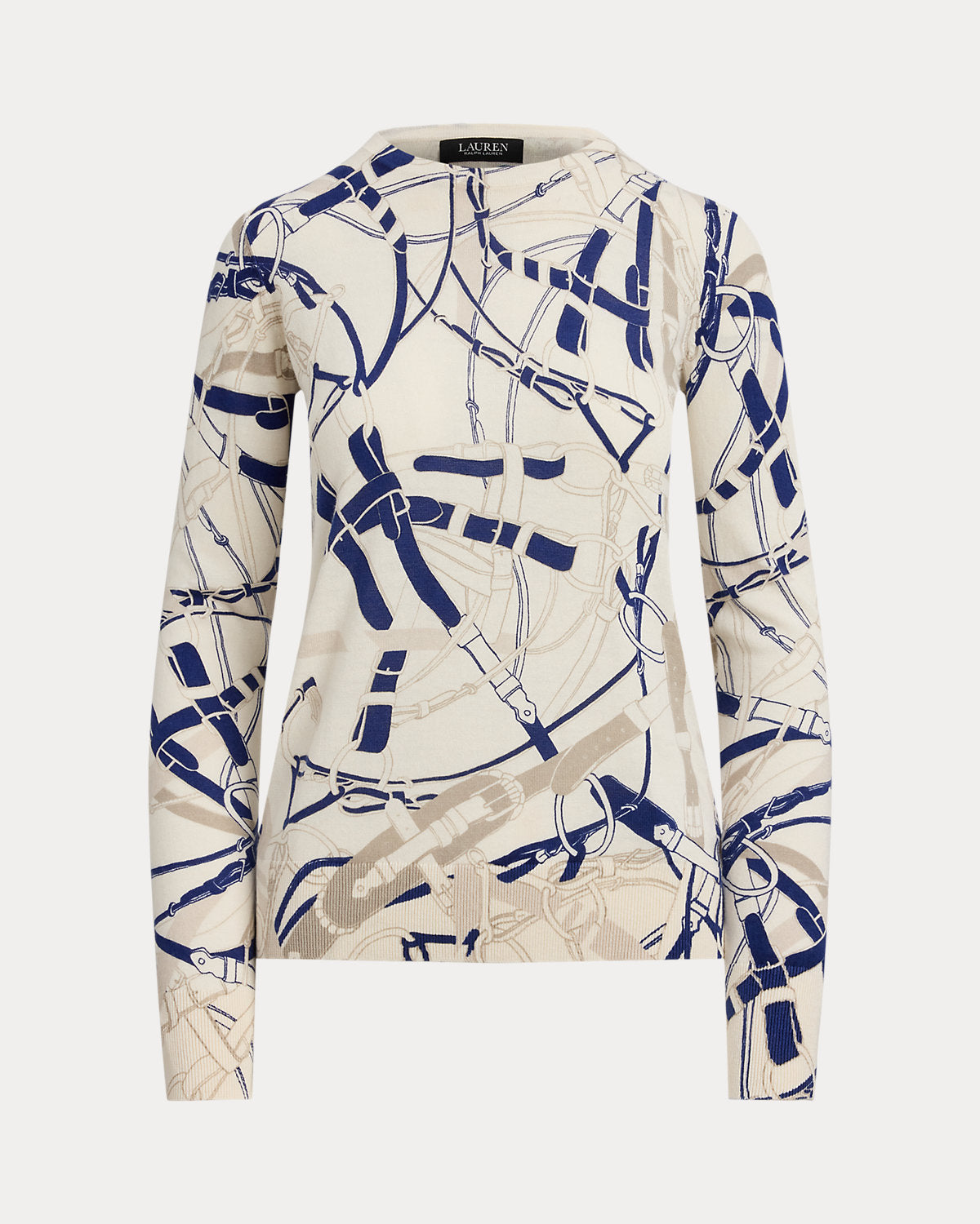 Ralph Lauren BeltingPrint CottonBlend Sweater